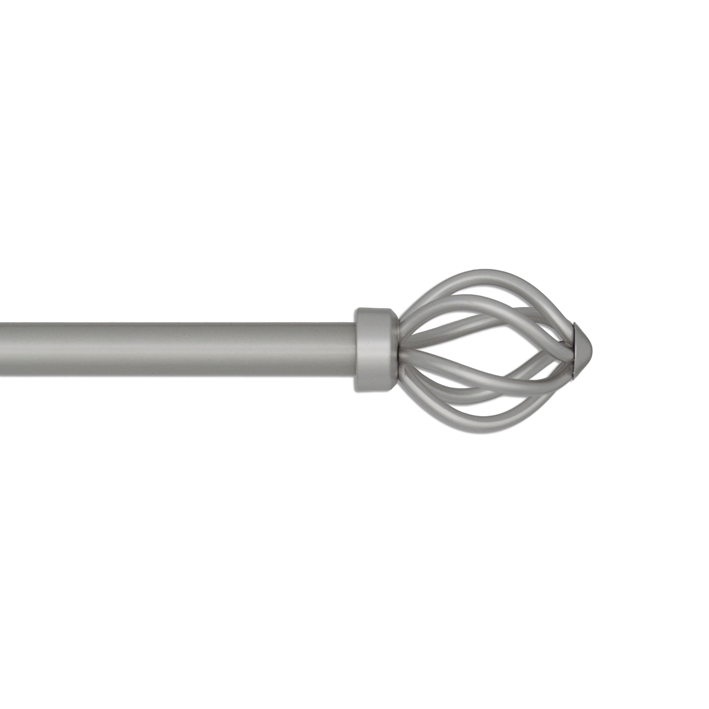 Style Selections 85-0200-152 48-in to 84-in Satin Nickel Steel Single curtain rod with Finials