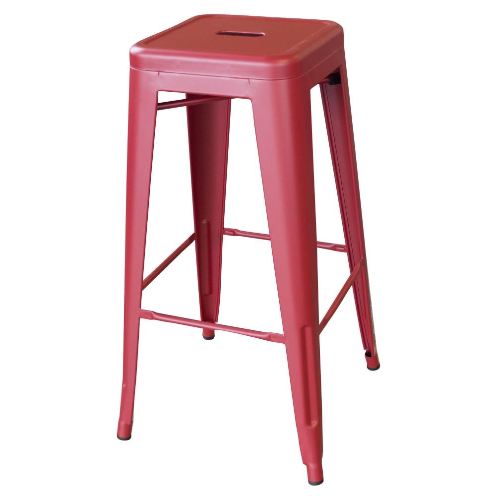 Red 30" Zinc Metal Indoor/Outdoor Bar Stools - Set of 2