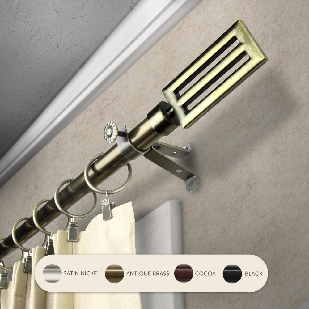 Hart & Harlow L4873-284 13/16-in Franco 28-in to 48-in Antique Brass Steel Single curtain rod with Finials