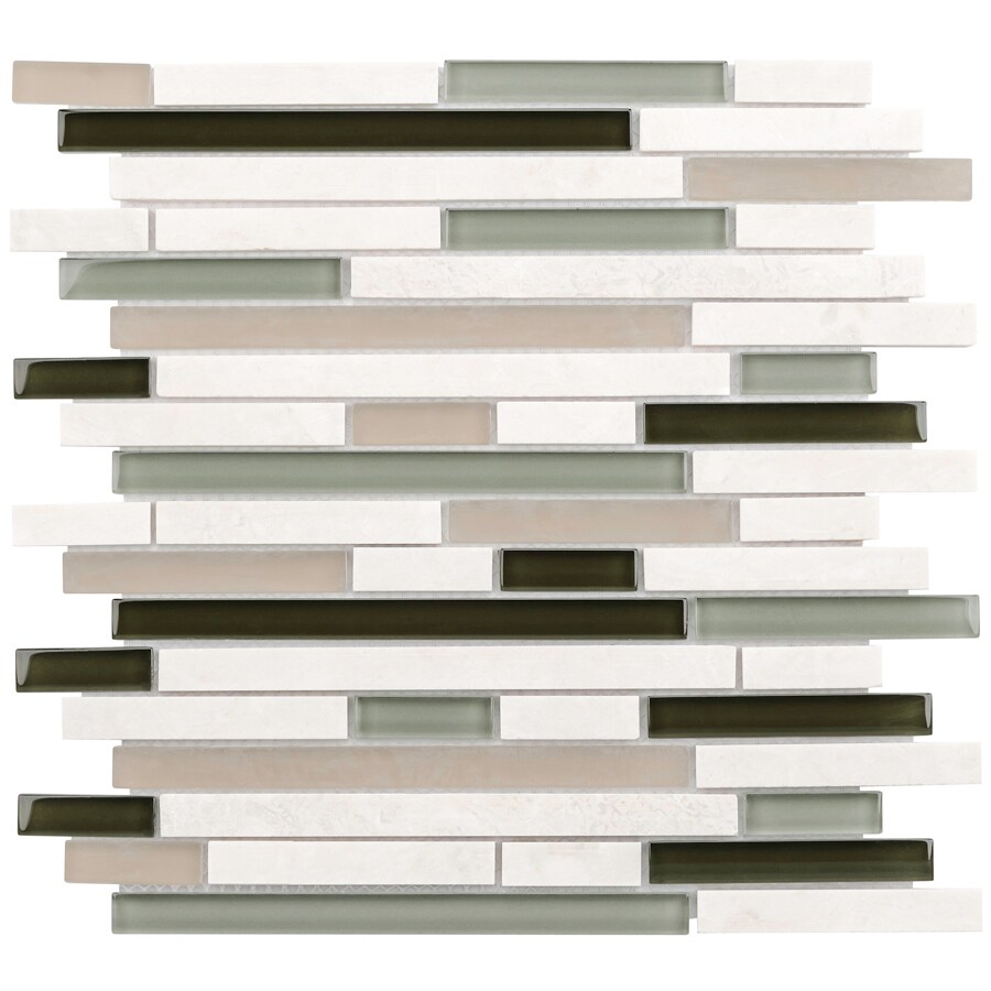 Elida Ceramica Glass Mosaic Dunes Seagrass 12-in x 12-in Multi-finish  Glass; Stone Travertine Linear Wall Tile in the Tile department at