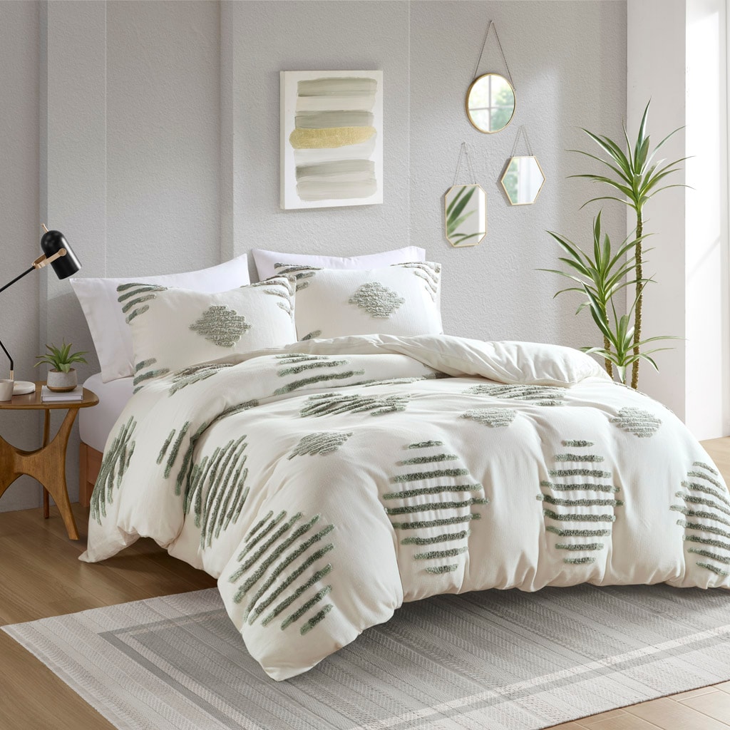 Tinyhomie King/Cal King 3 Piece Cotton Blend Chenille Duvet Cover Set