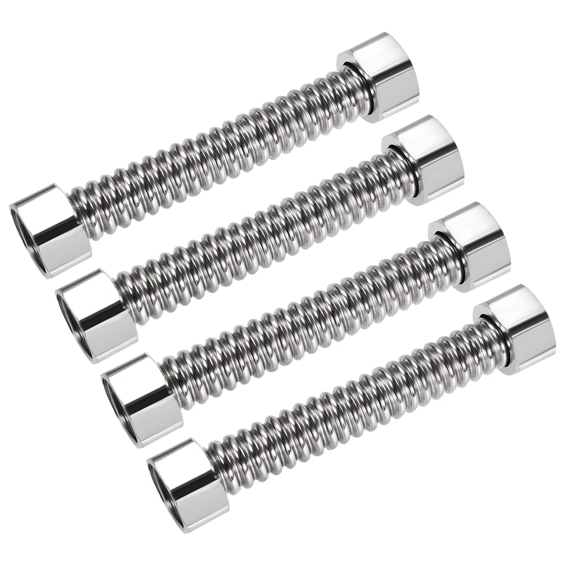 Unique Bargains Corrugated Stainless Steel Flexible Water Line 3.9Inch Long G1/2 Female Threaded Connector with Washer 4pcs #S26011400UX1132