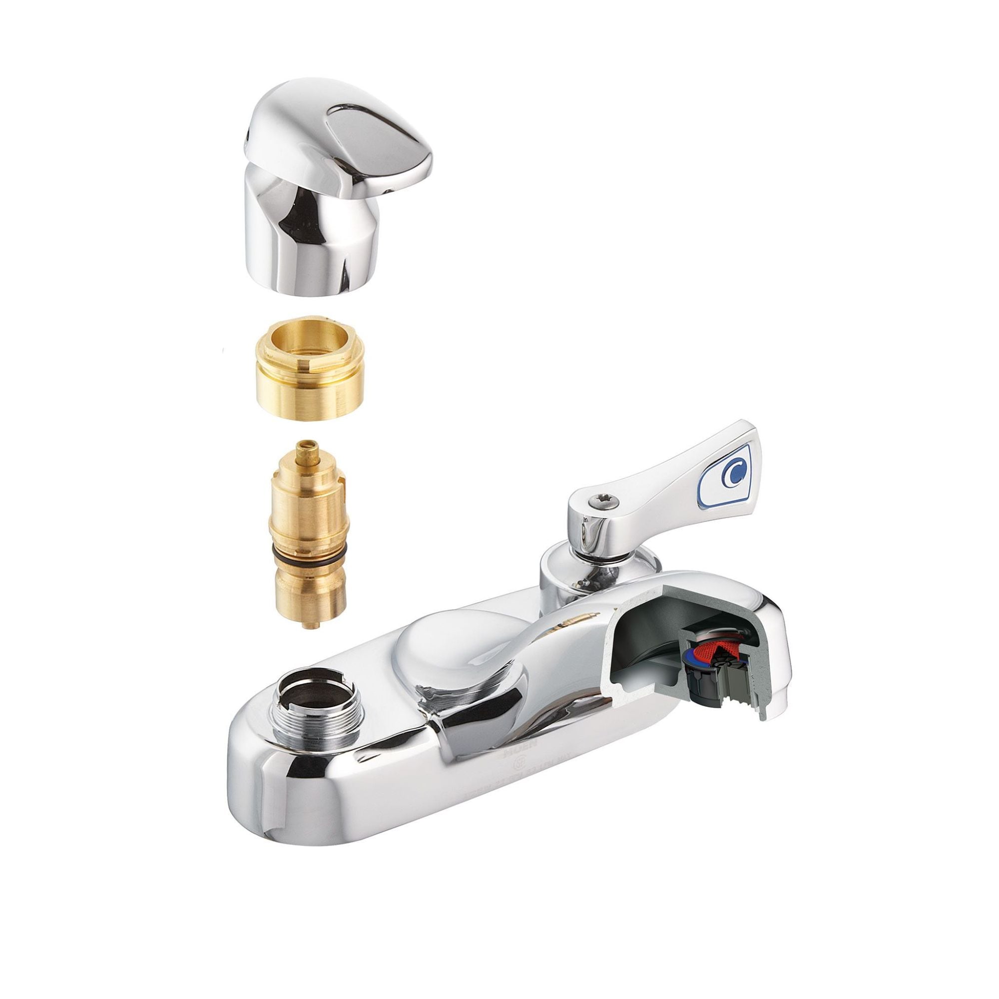 Chrome 6-Inch Centerset Brass Bathroom Faucet with Metal Handles