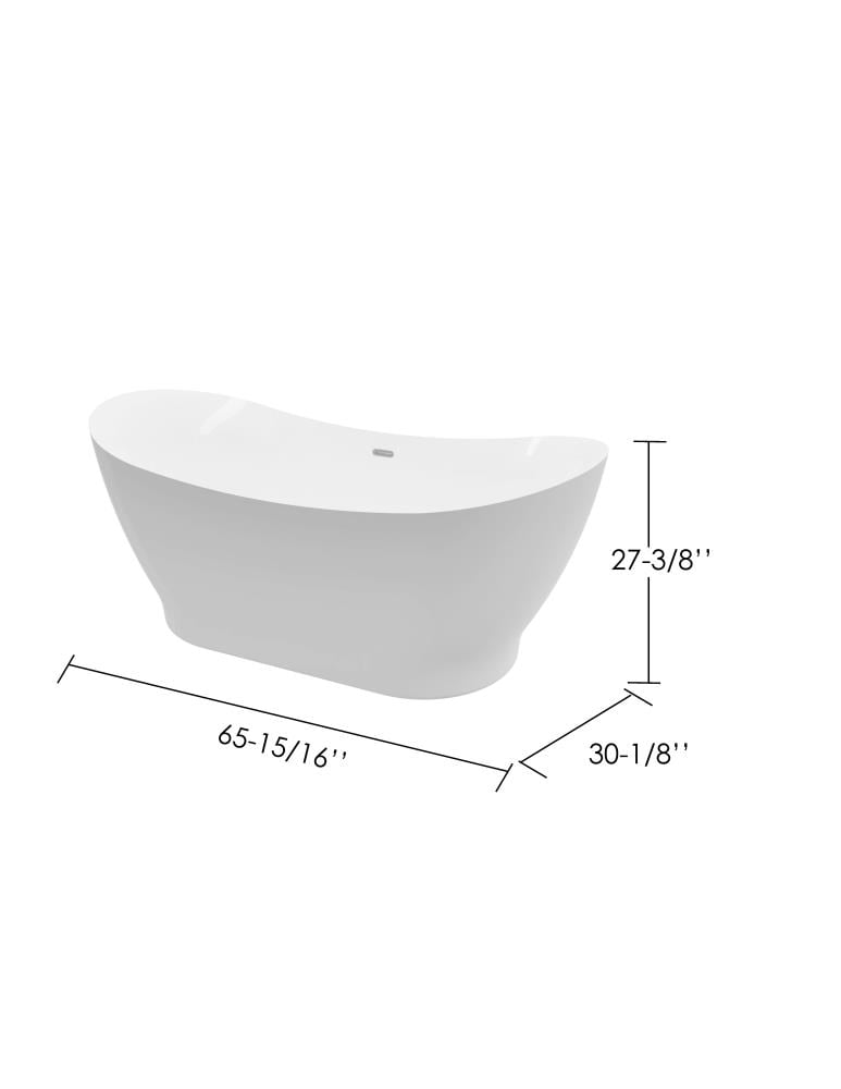 A&E Bath and Shower ContemporaryModern 30in W x 66in L White High