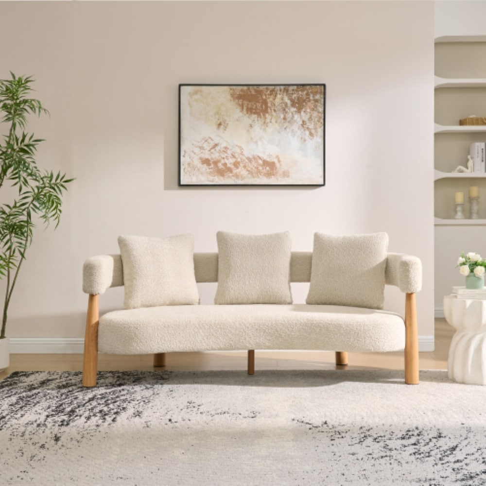 Christopher Knight Home - Renfroe Luxe Modern 76.5 in. Curved 3-Seater Upholstered Sofa Couch wit...