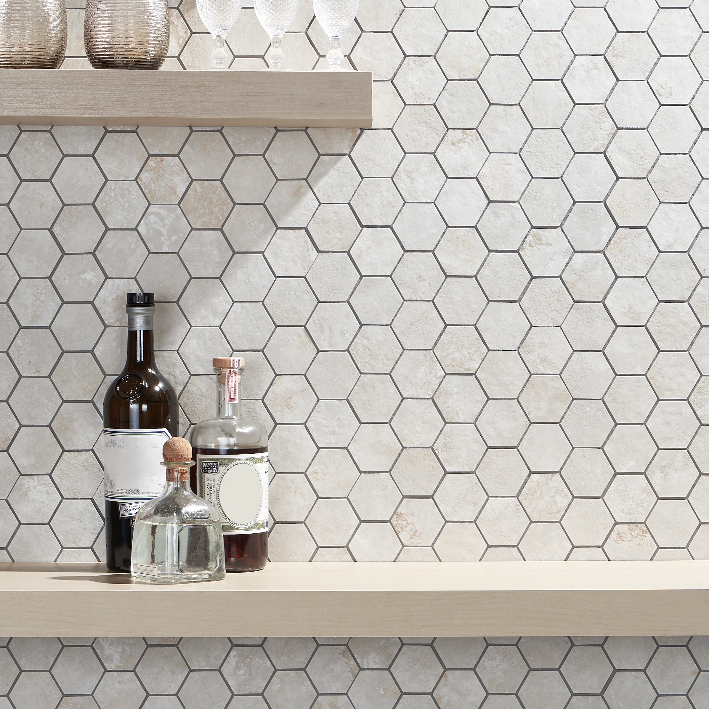 Artmore Tile Stonehenge Ivory 11-in x 11-in Matte Porcelain Hexagon ...