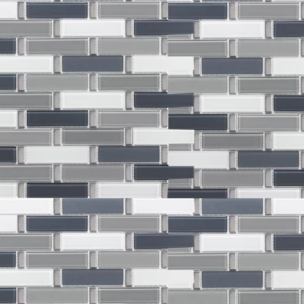 Elida Ceramica SBSUBJEW1212 Hidden Jewels 12-in x 12-in Multi-finish Glass/Metal Linear Mosaic Wall Tile (0.92-sq. ft/ Piece)