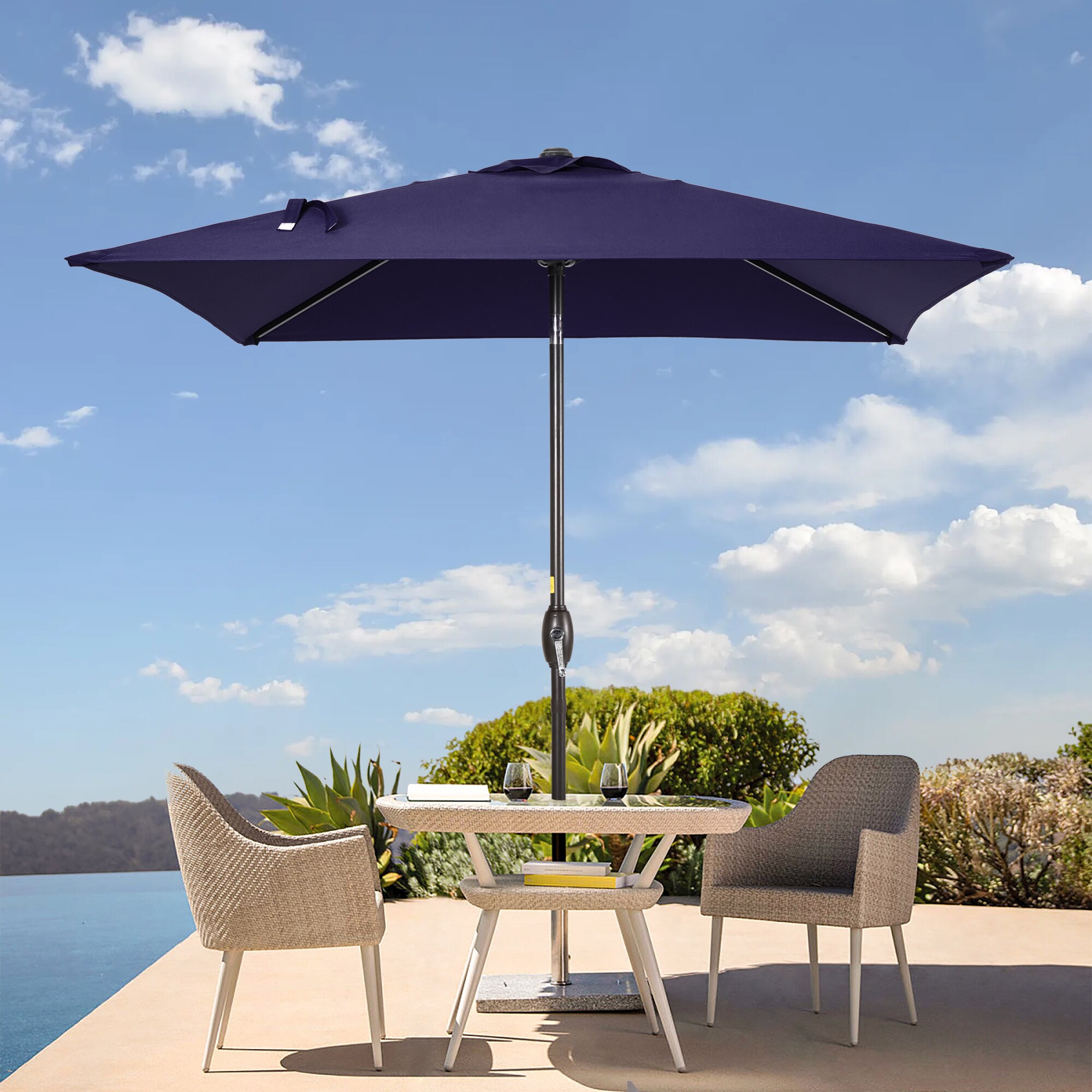 ACEGOSES LW-6565NY 6.5-ft Steel Blue Push-button Tilt Market Patio Umbrella