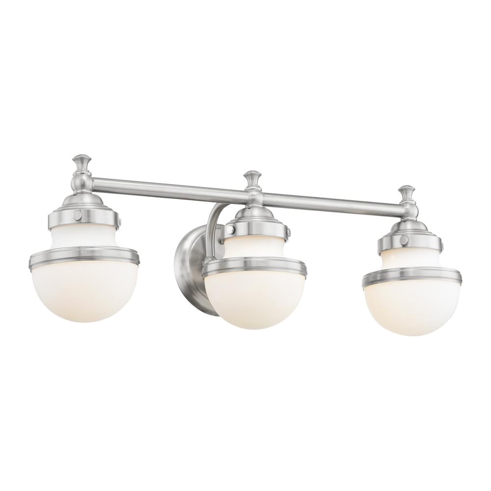 Sleek Brushed Nickel 3-Light Vanity with Satin Opal White Glass