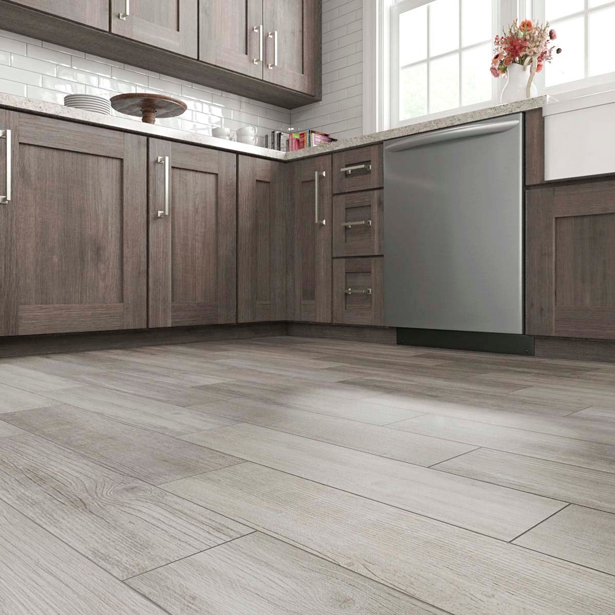 Style Selections Woods Vintage Gray 6 In X 24 Glazed Porcelain Wood