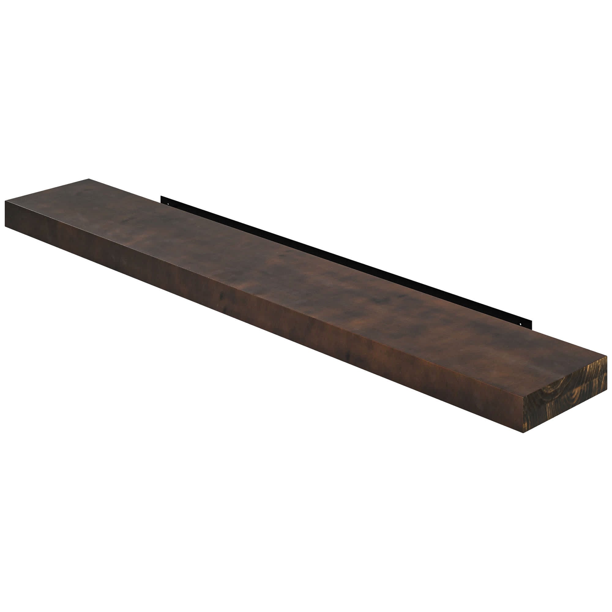 Vynxaria LEXY1644-DJBJ-SM003 48 in Solid Fir Floating Mantel Shelf Walnut Brown 1pc Handmade Wall Mount Decorative Ledge Beam Decorative Wall Shelf