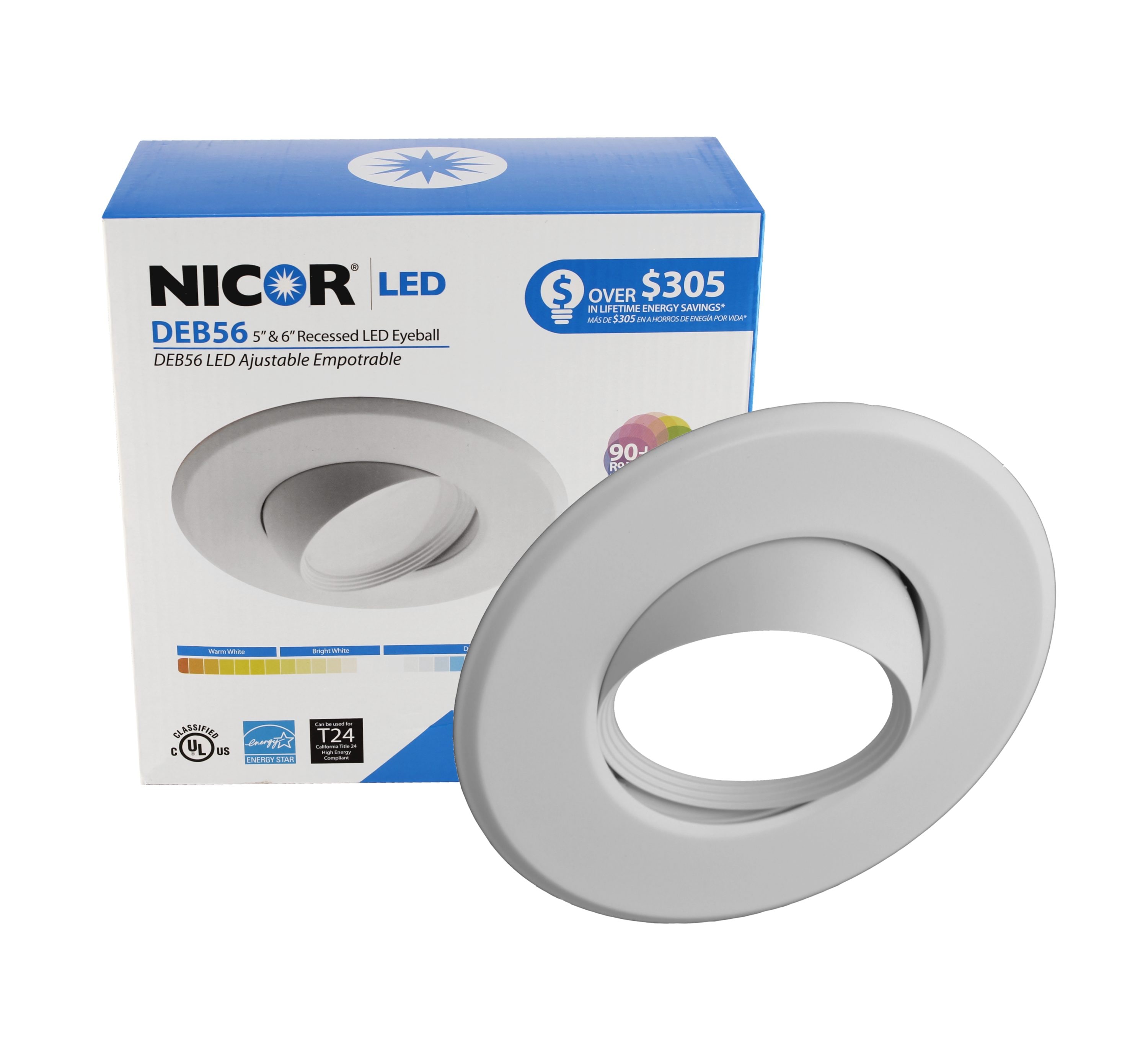 6'' White Aluminum LED Adjustable Recessed Trim