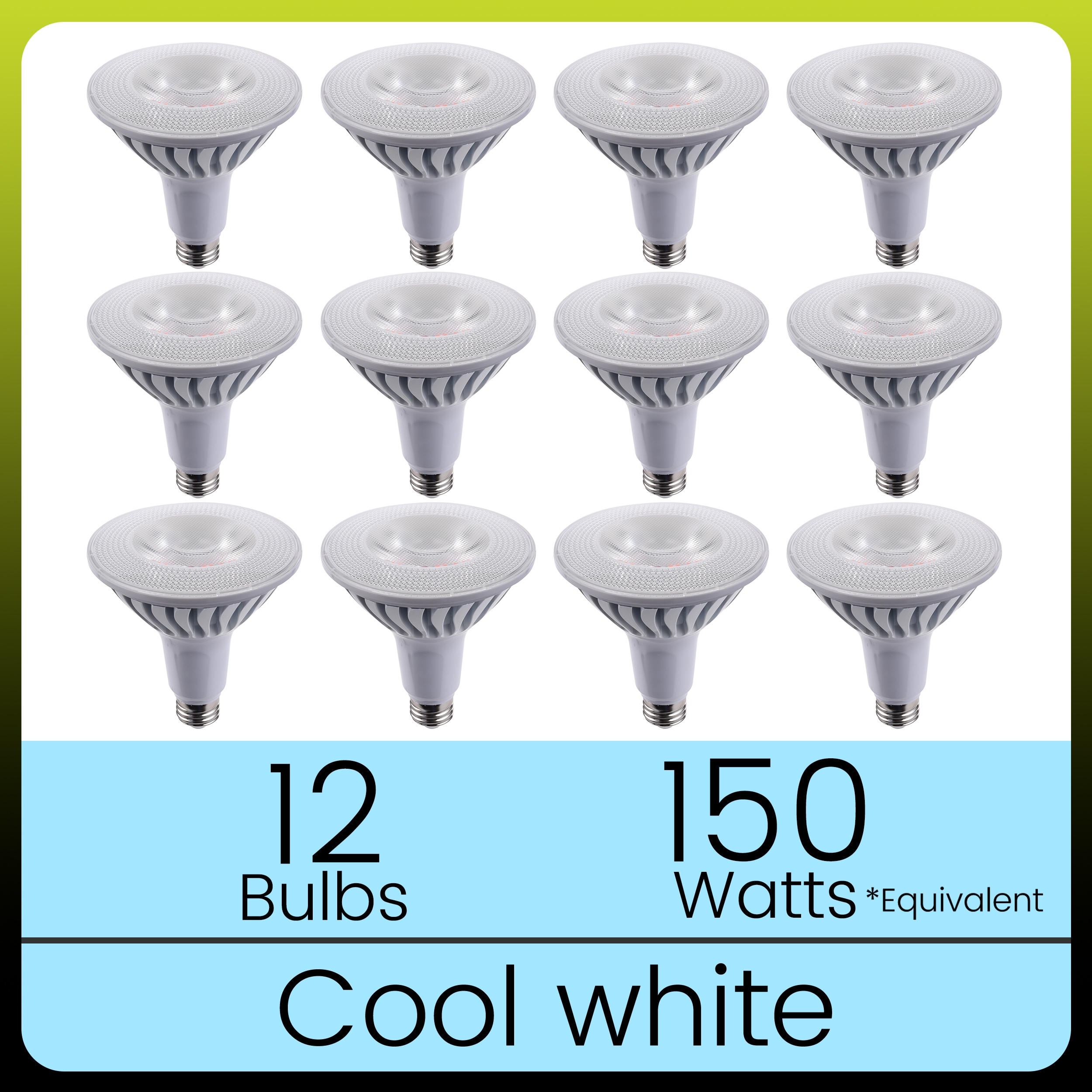 Green Watt L4-PAR38D-20W-40K 150 -Watt EQ Cool daylight Dimmable Spot Flood Light Bulb 12 -Pack