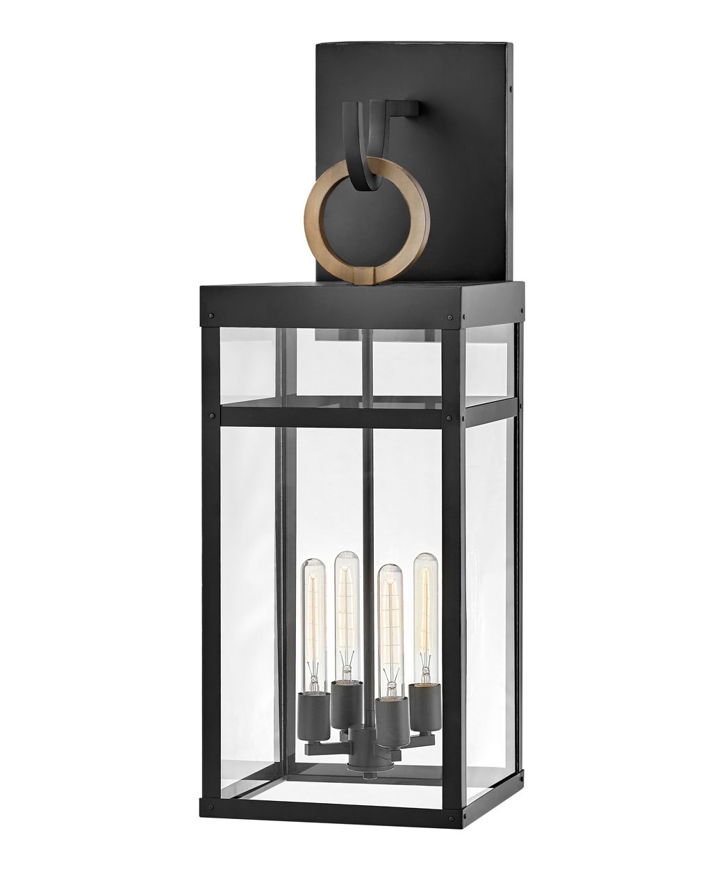 Hinkley 2809BK-LL Porter 4 -Light 35.25-in H Satin Black Hardwired Outdoor Wall Light
