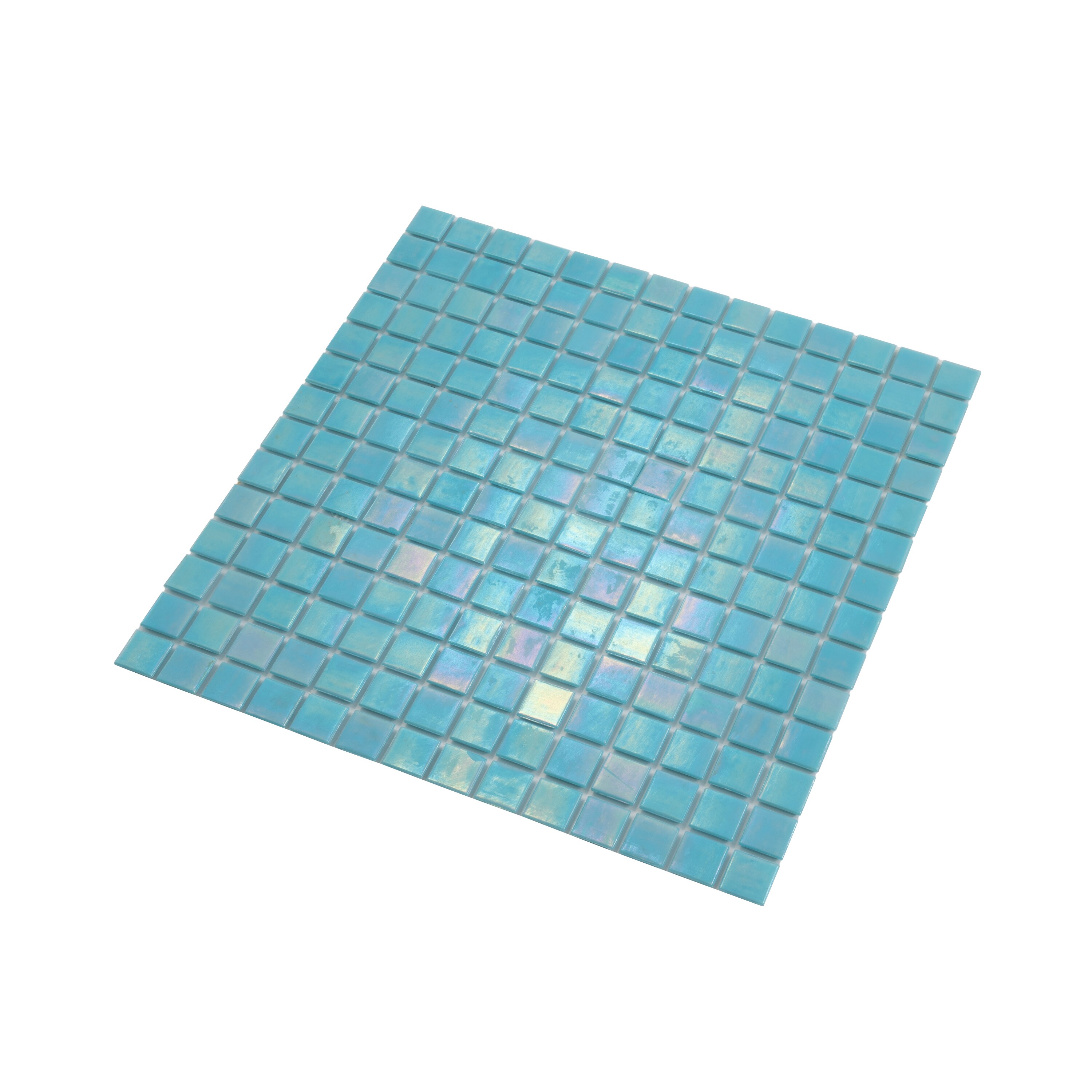 Cyan Blue Iridescent Glass Mosaic Wall and Floor Tile
