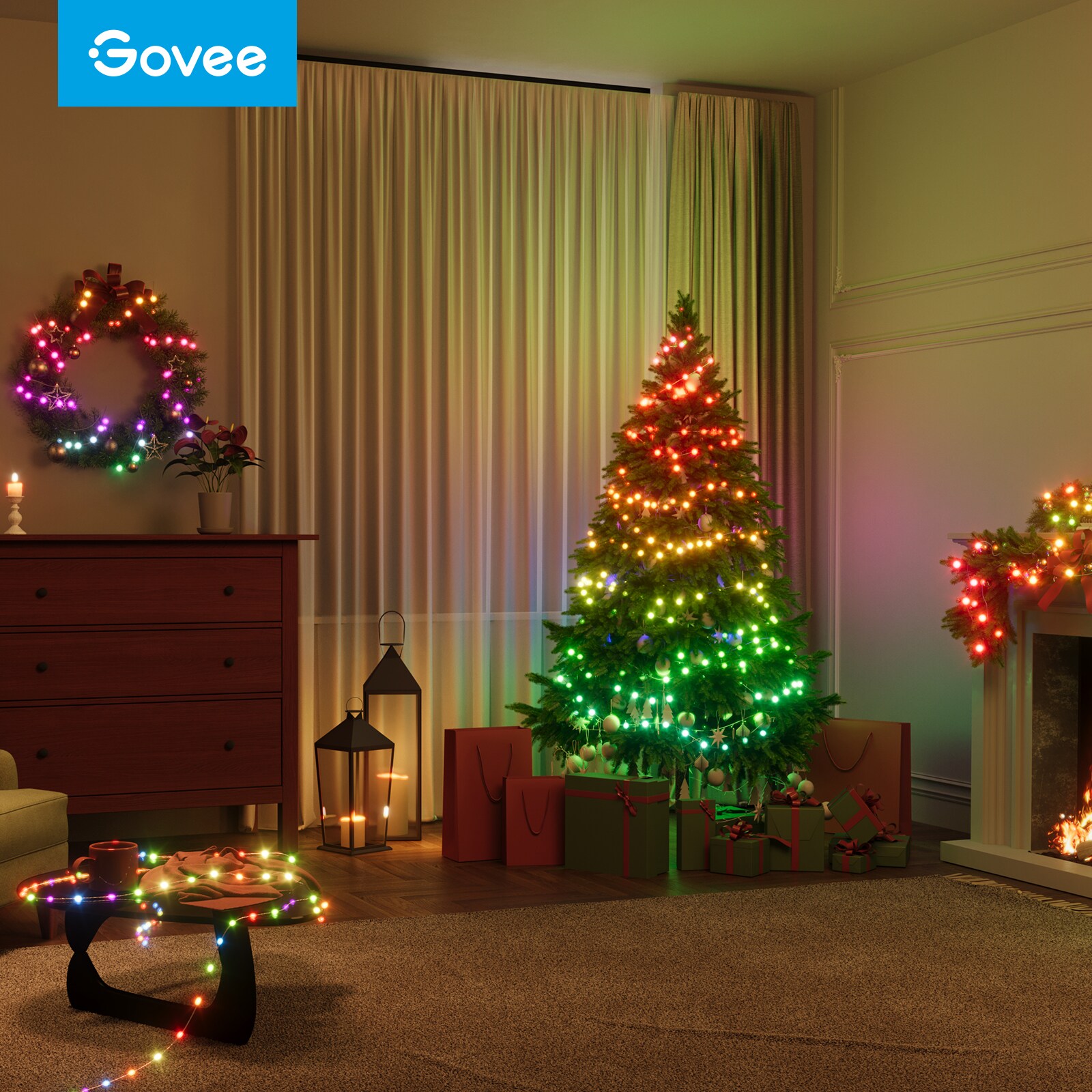 Govee 200-Count 62-ft Multi-function Multicolor LED Plug-In Christmas  String Lights Timer in the Christmas String Lights department at