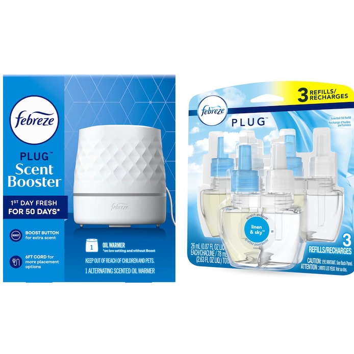 Febreze PLUG Scent Booster + Linen and Sky Scent Refills