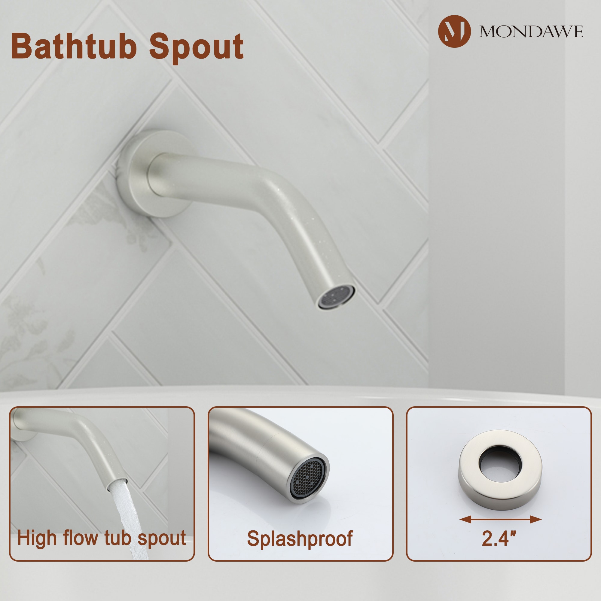 Mondawe MD-A3816-BN3 Showerhead-Bar-Panels - View #9