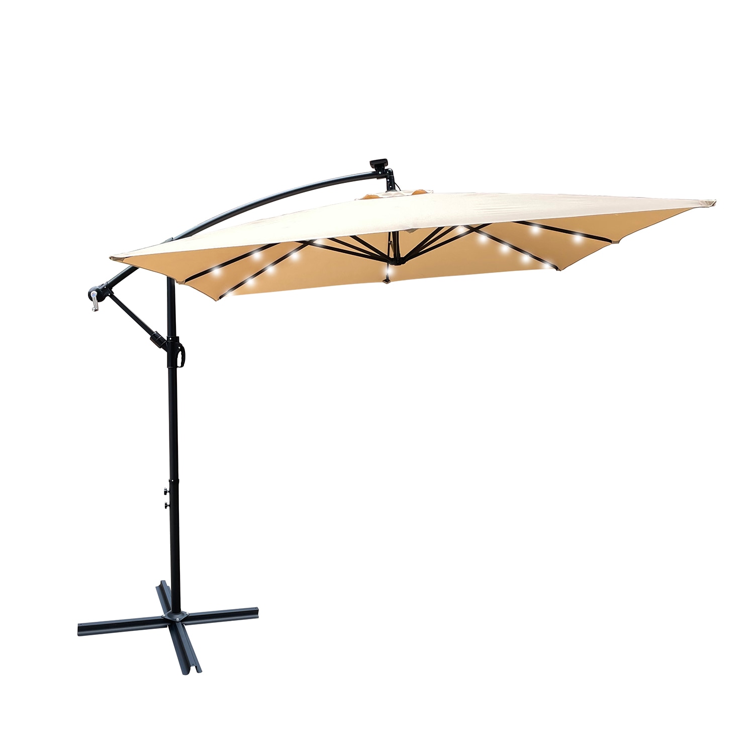 SINOFURN SYA810001GN 8.2-ft Steel Brown Cantilever Patio Umbrella with Lights