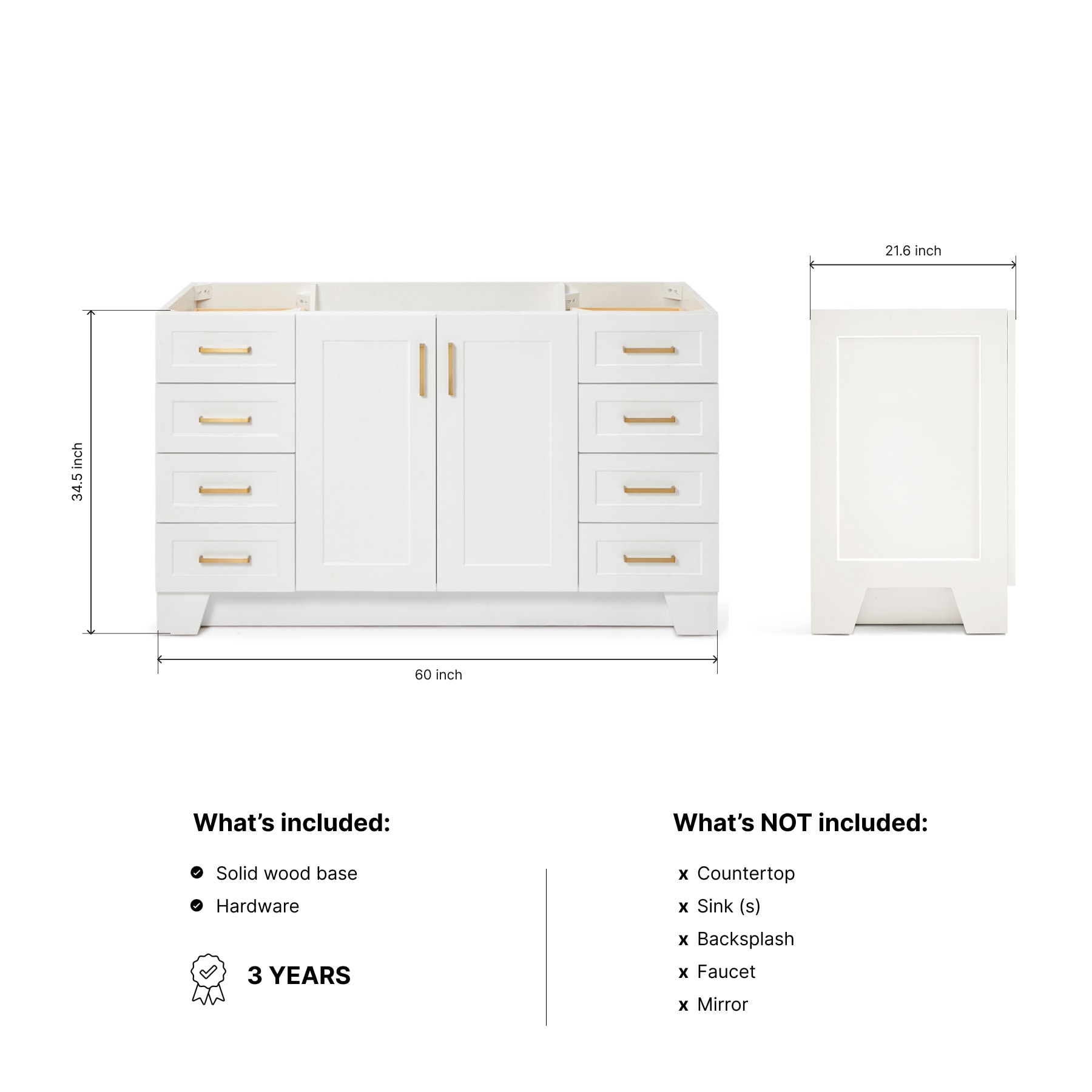 ARIEL Q060S-BC-WHT vanities - View #3