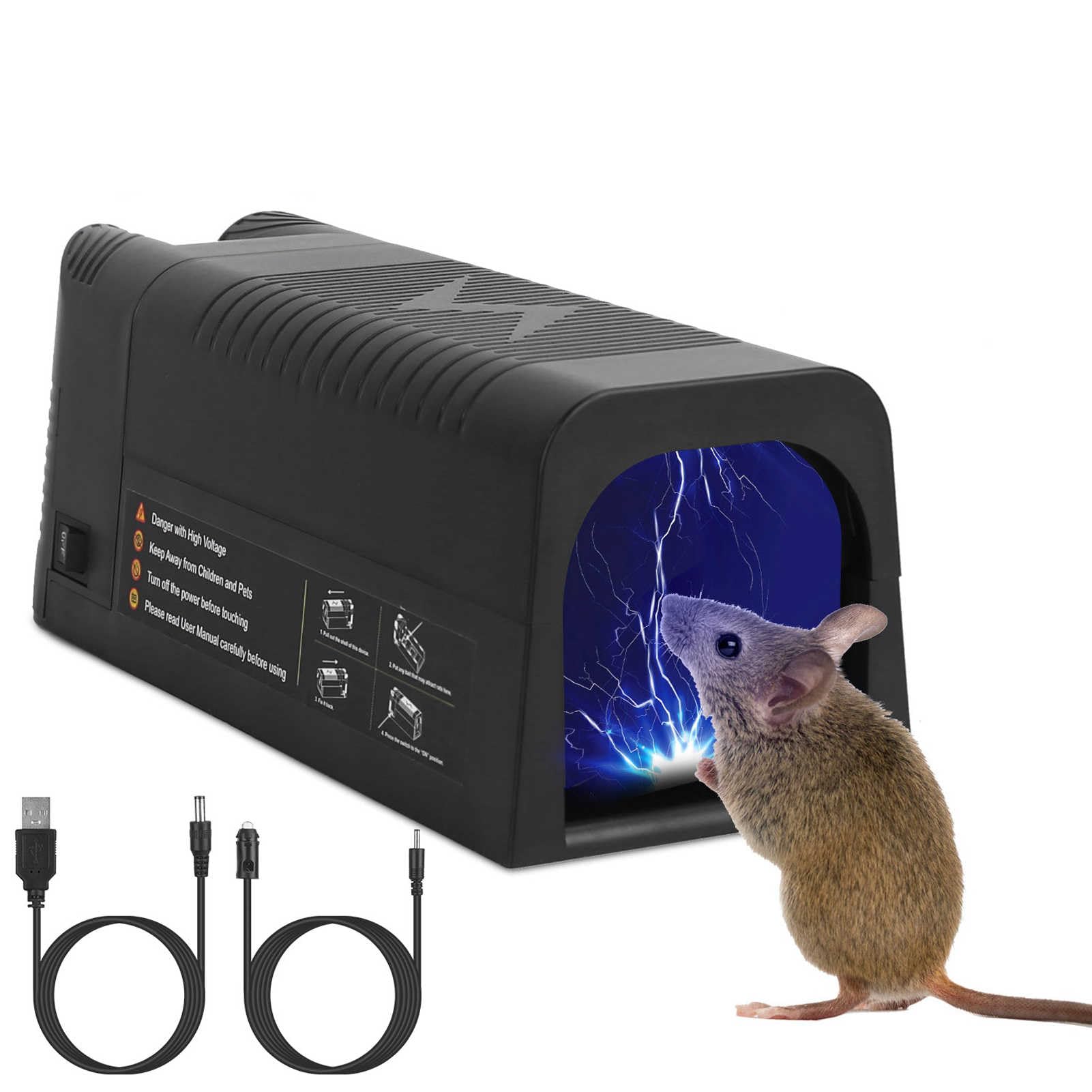 AOIZGMY  Indoor Electronic Mouse Trap Humane Electric Rat Trap for Homes Pet Safe Reusable No Touch Rodent Control High Voltage Shock LED Alerts