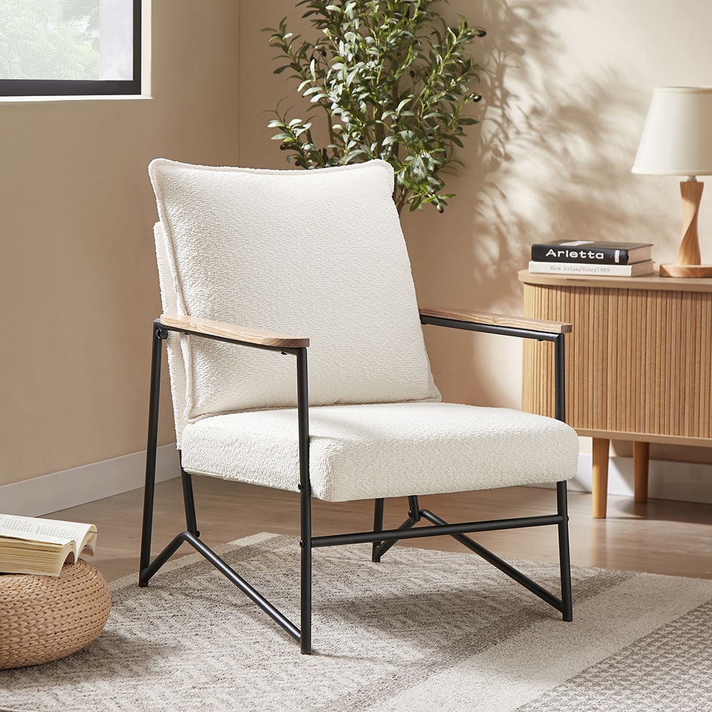 Art Leon SF028-WHITE Midcentury White Accent Chair