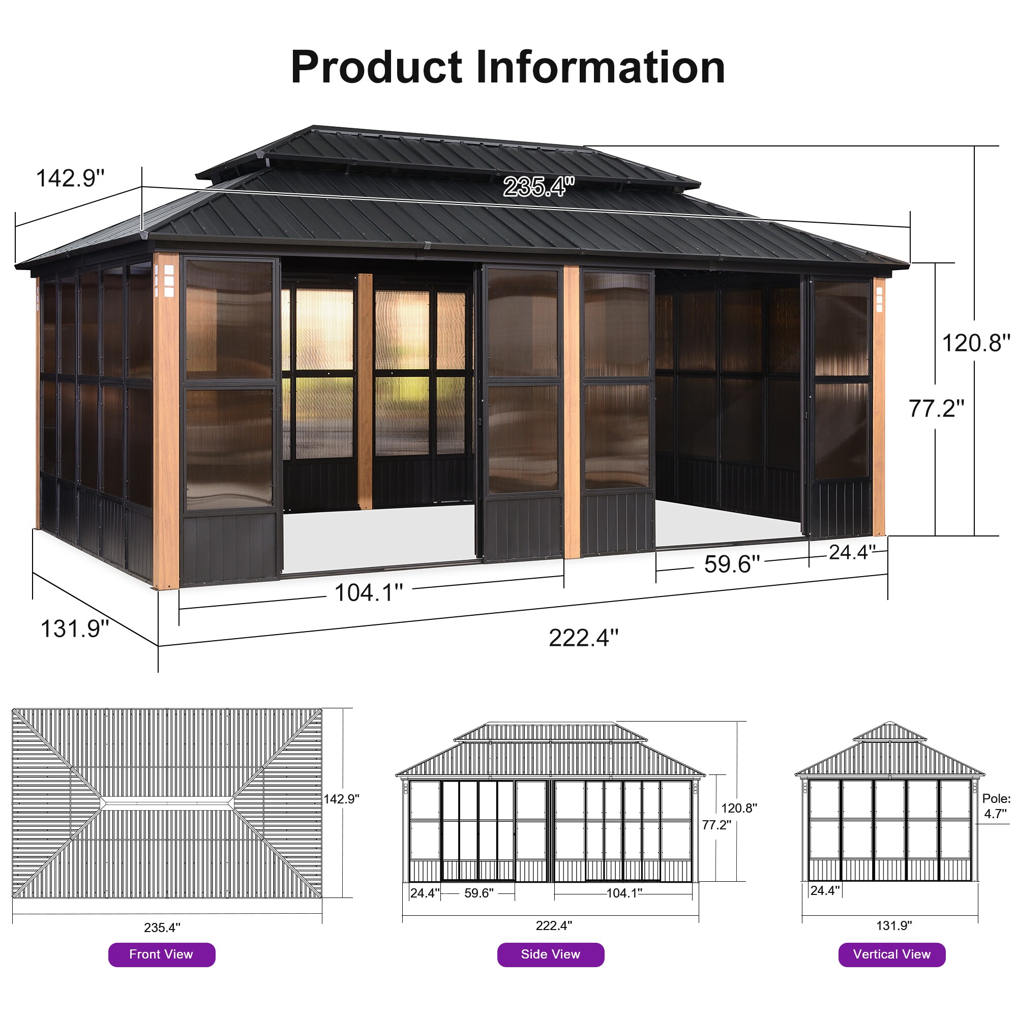 PURPLE LEAF LS06SRW1220 Wood-Resin-Gazebos - View #15