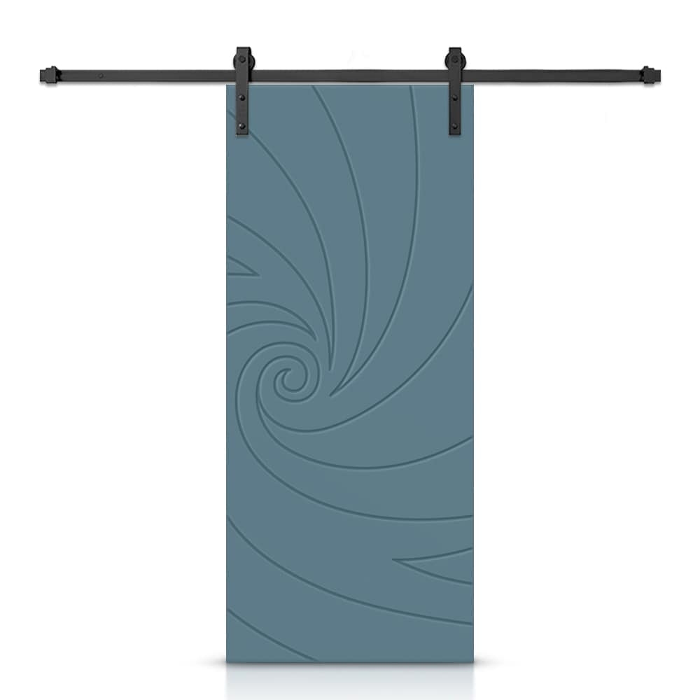 CALHOME SMK72+MD-231-84X24BP 24-in x 84-in Dignity Blue MDF Hollow core Single Barn Door (Hardware Included)