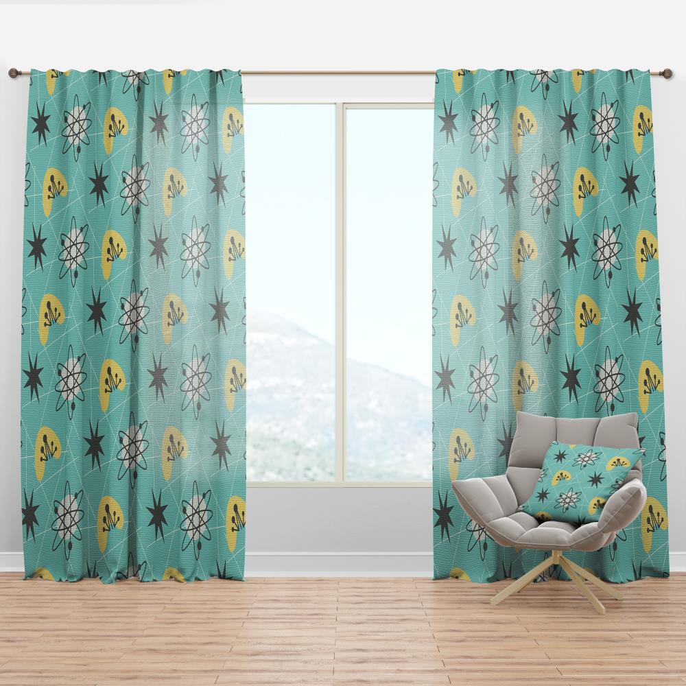 Designart CTN24170-52-120 120-in Blue Abstract Room darkening Thermal lined Rod pocket Single curtain panel