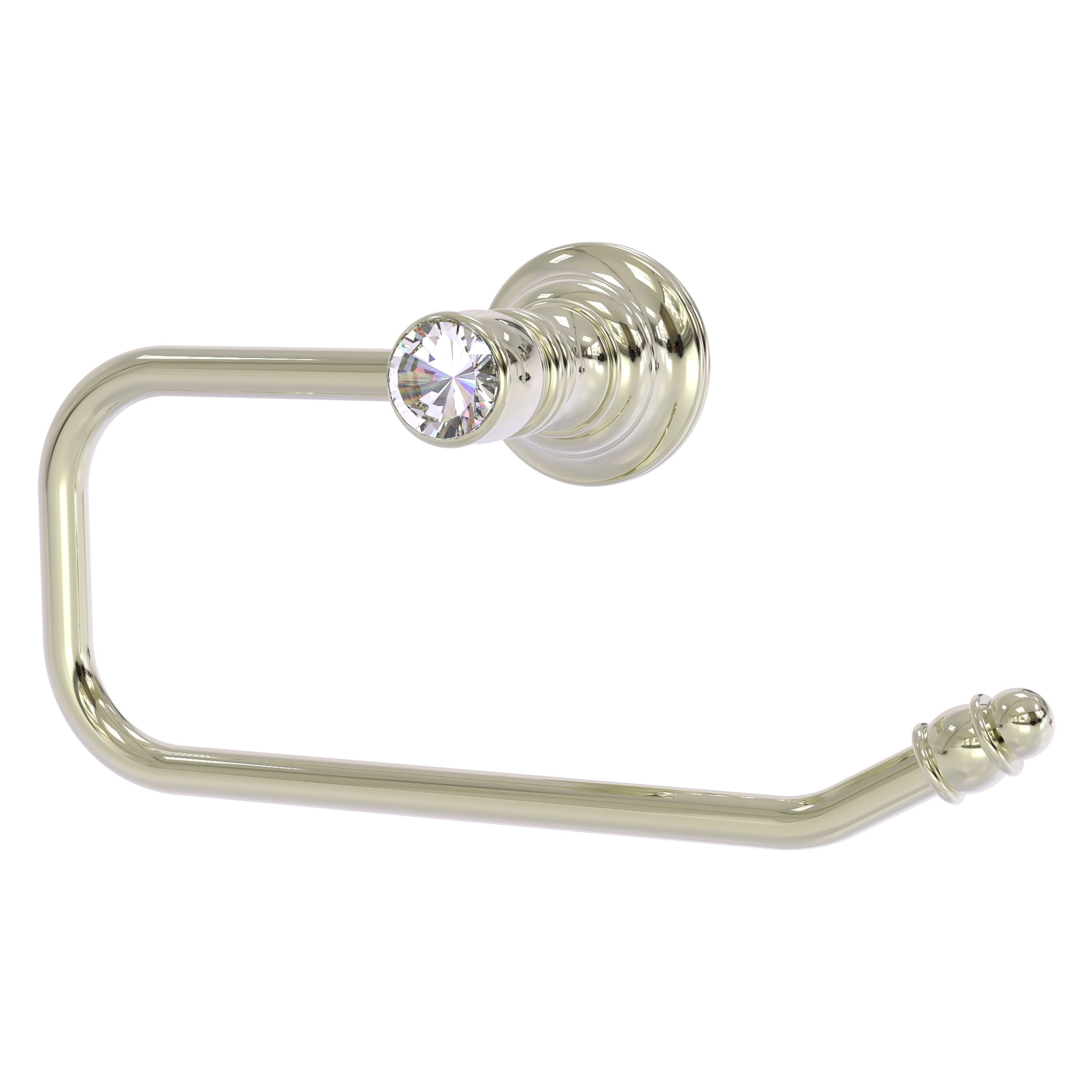 Allied Brass CC-24E-PNI Carolina Crystal Polished Nickel Wall mount Single post Toilet Paper Holder 1 -Rolls