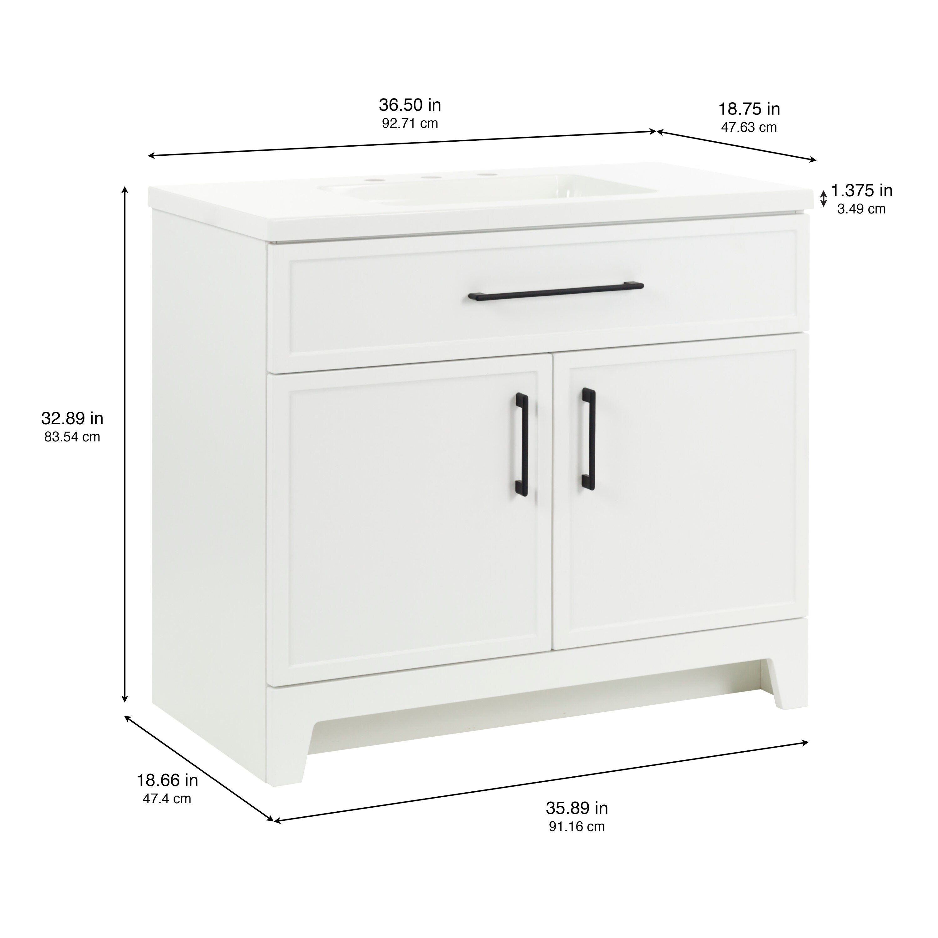 Style Selections Potter 36-in White Single Sink Bathroom Vanity with ...