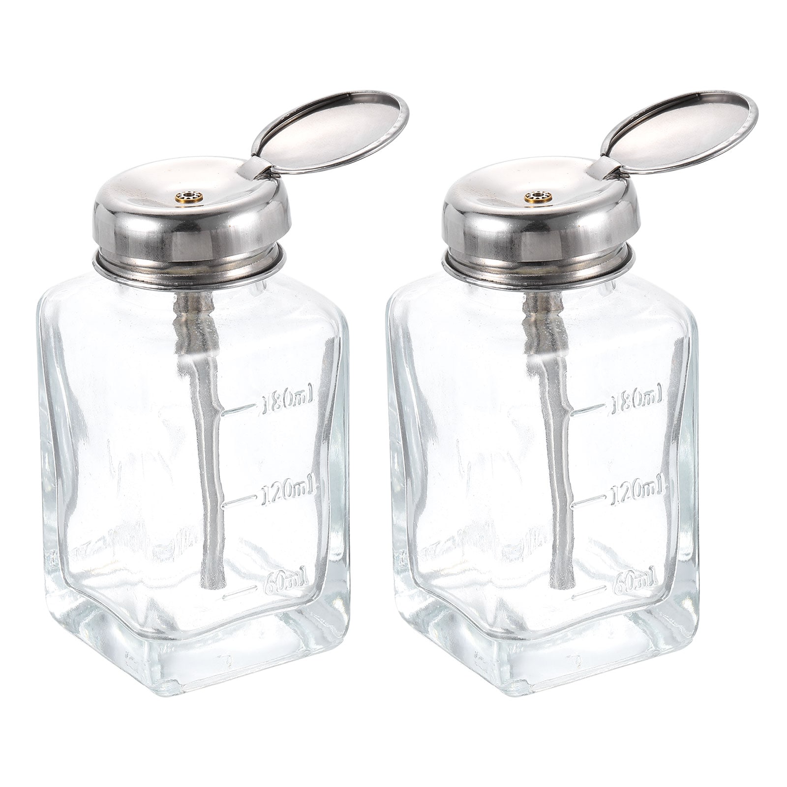 Harfington 2pcs Solvent Alcohol Dispensers 180ml(6.1oz) Conical Push Down Liquid Dispenser Pump Bottle with Stainless Steel Tube and Copper Core for Alcohol Solution