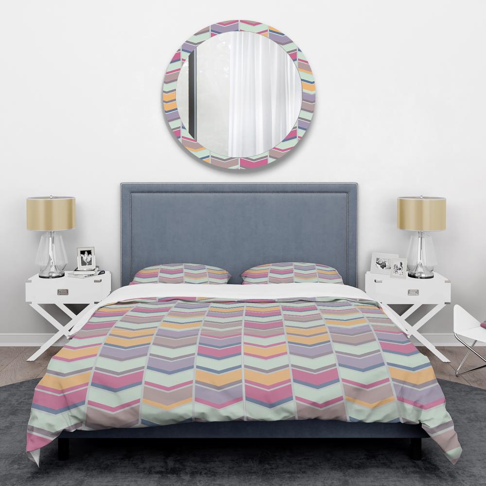 Modern Mid-century Full/Queen Geometric Multicolor Microfiber Bedding Set