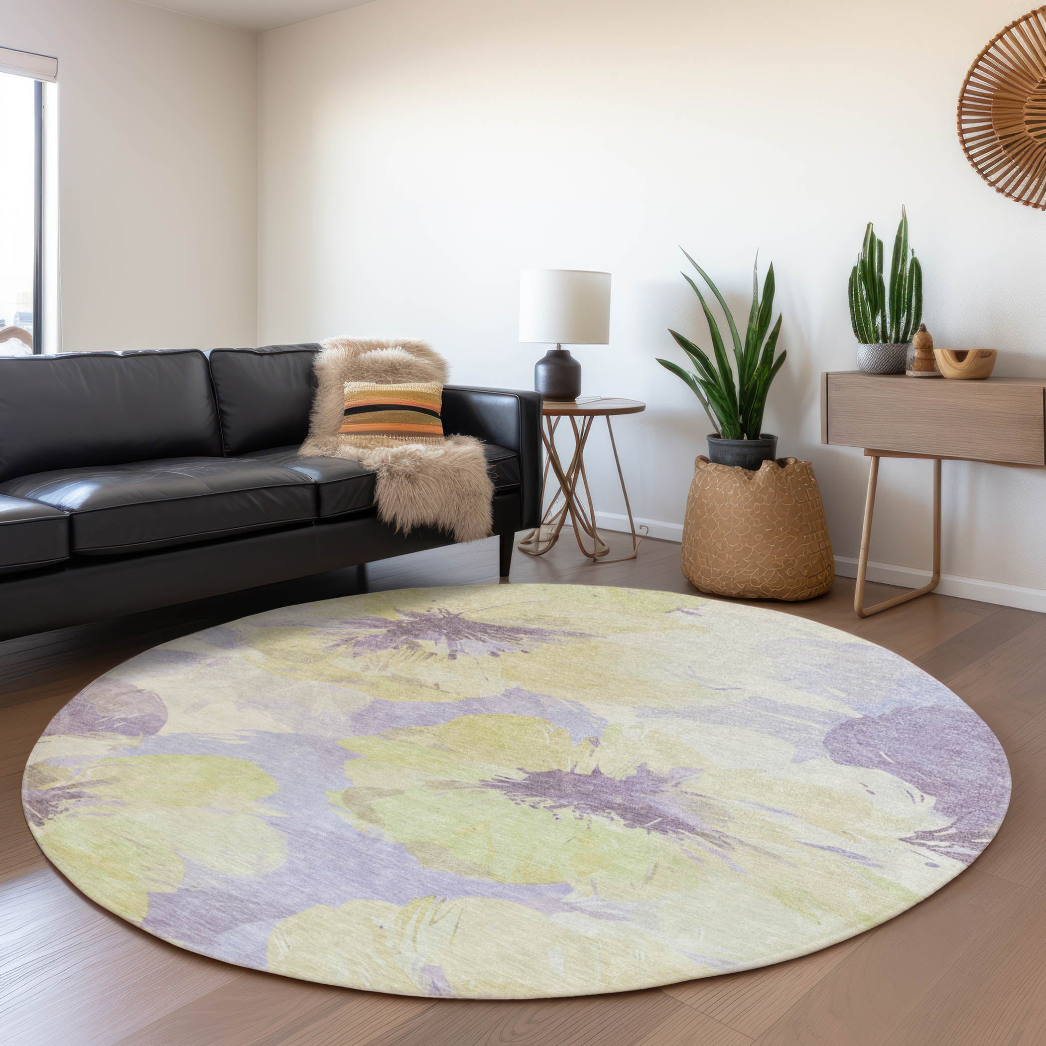 Addison Rugs ACN1560WH8RO Chantille ACN1560WH 8 x 8 (ft) Polyester Wheat Round Indoor/Outdoor Geometric Machine washable Area rug