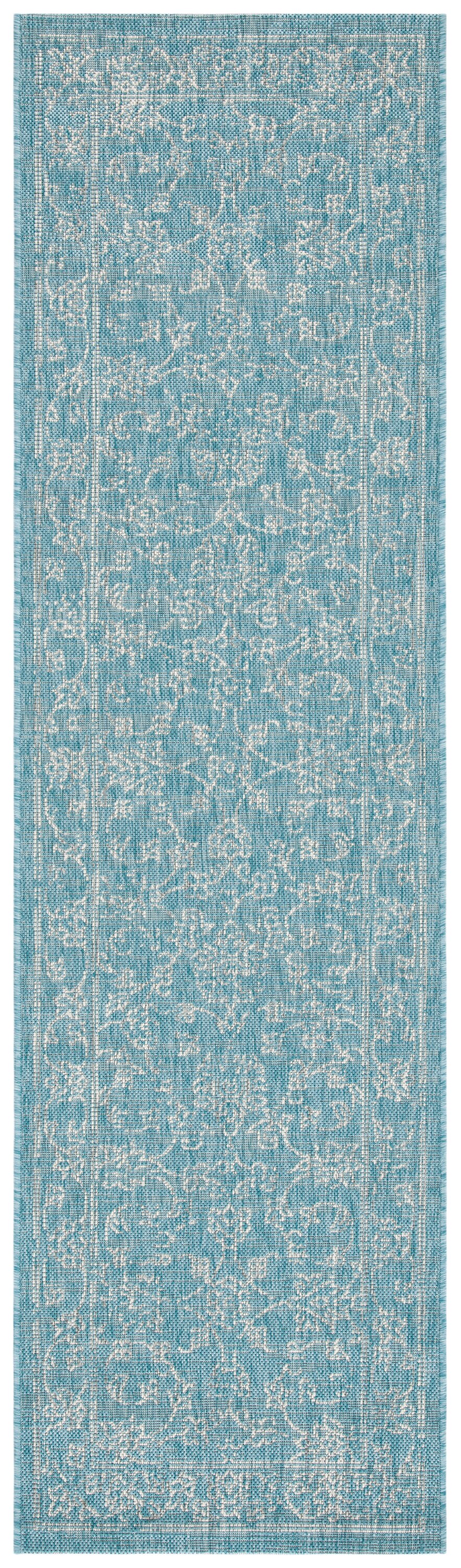 Safavieh Outdoor CY8680-37121 Courtyard Aqua / Grey Rug - 5' 3 x 7' 7