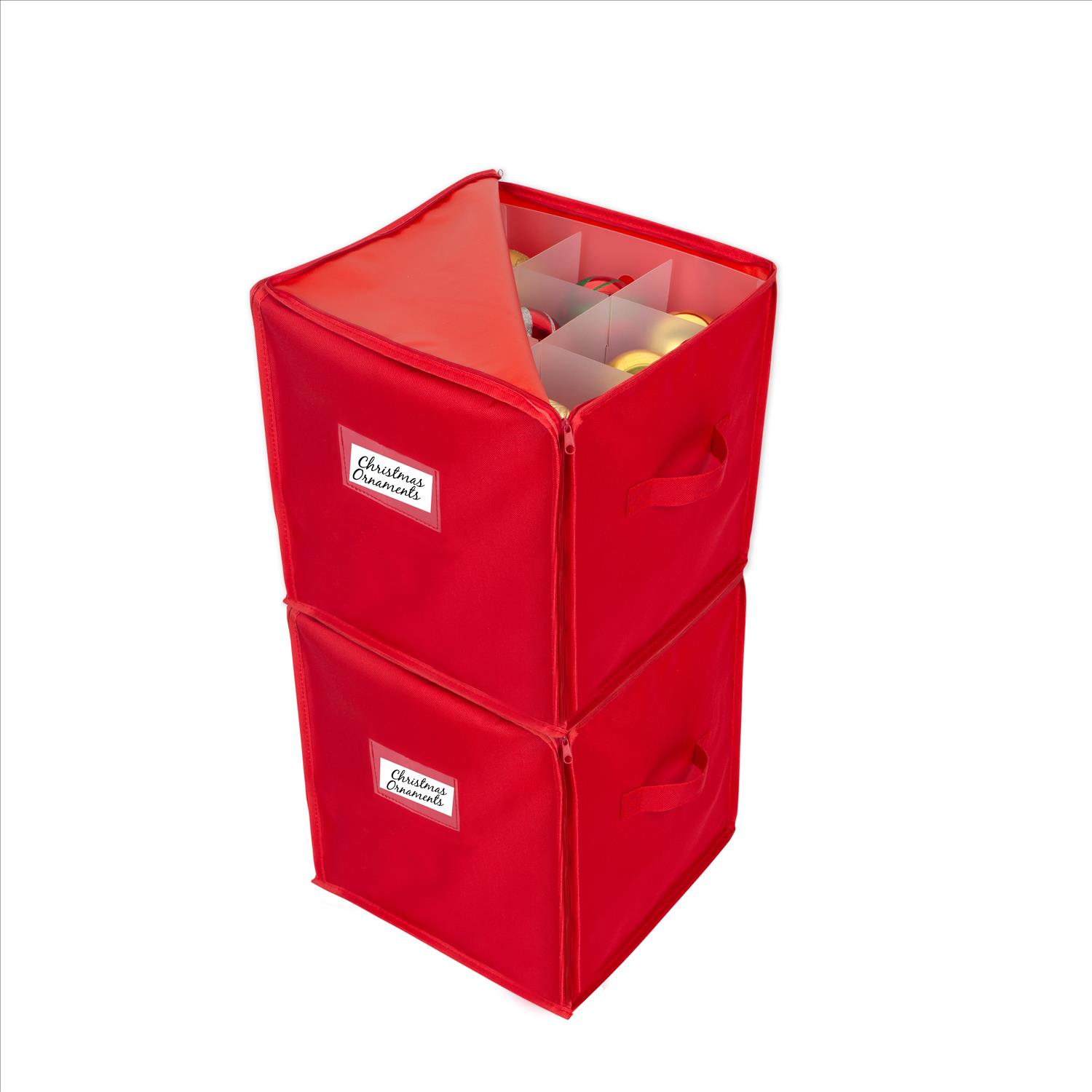 Simplify 20.67-in x 11.81-in 27-Compartment Red Polyester Ornament Storage  Box in the Ornament Storage Boxes department at