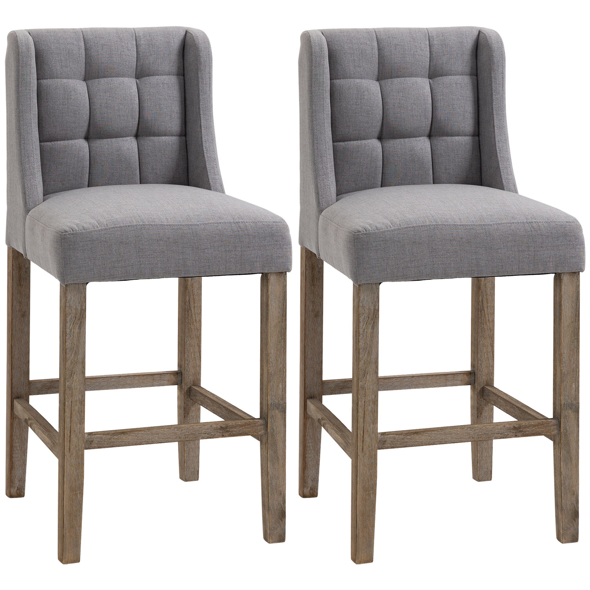 Sumyeg CA-YSDK18 Tufted Upholstered Barstools 2 -Set Grey 26.5-in H Counter height Square seat Upholstered Wood Bar Stool and Back