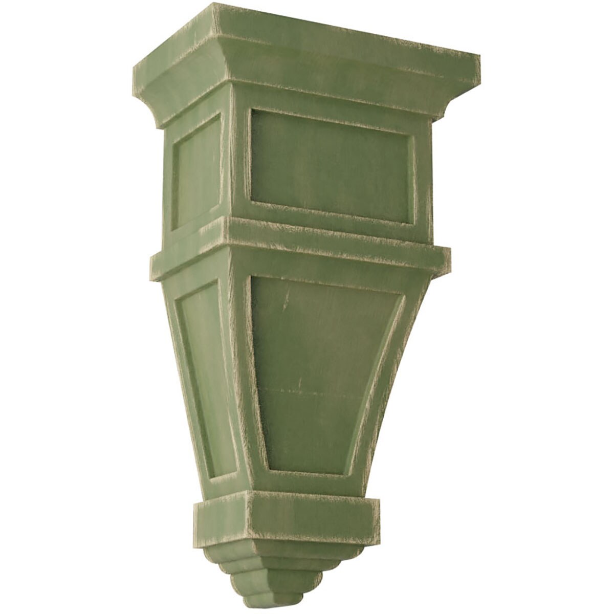 Ekena Millwork CORWD06X04X11APGR 6-in x 4-in x 11-in Vintage Decor Finished Rubberwood Green Wood Paintable/Stainable Corbel