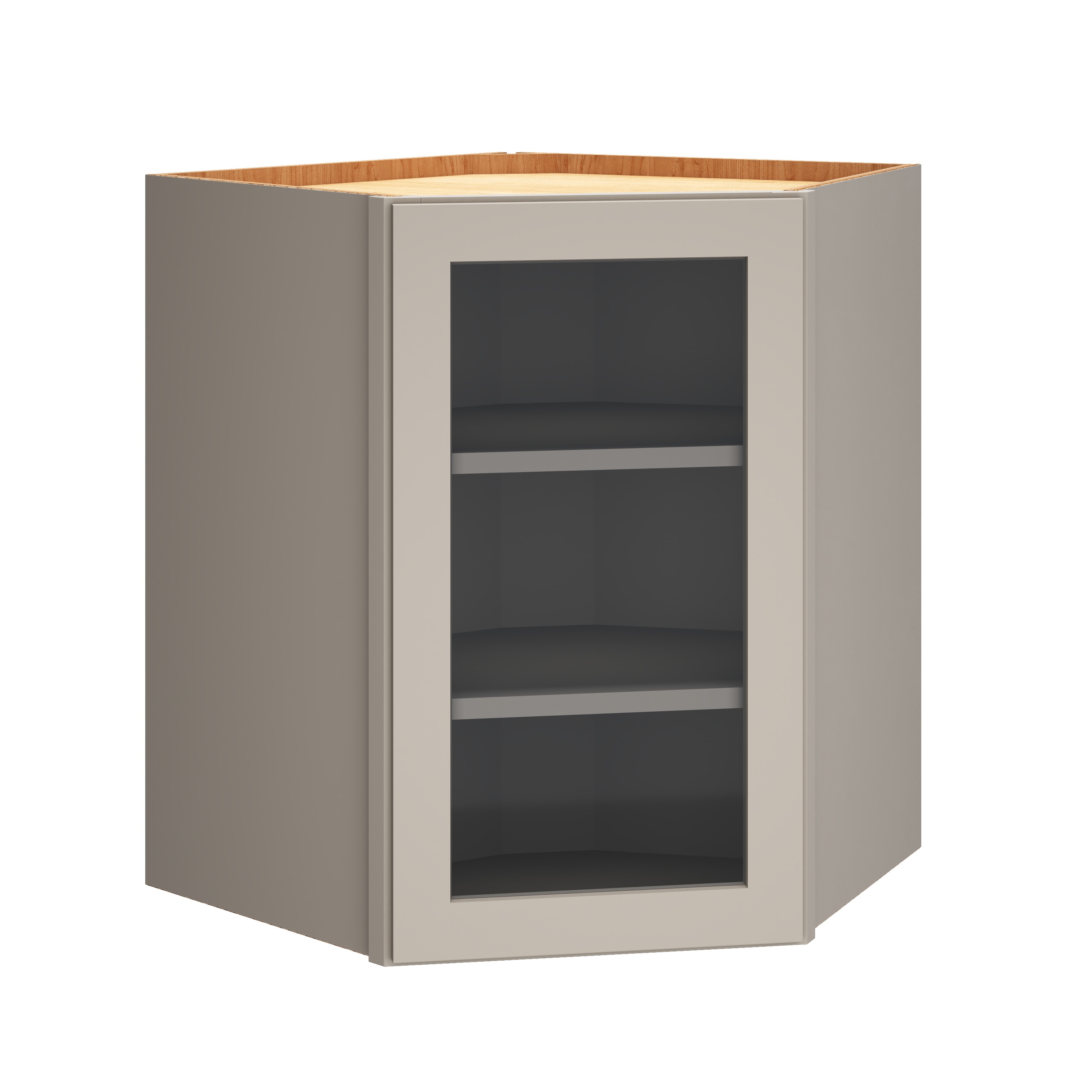 Diamond Express 327 DWCG302424R Jamestown 30-in W x 30-in H x 12-in D Cloud Gray Diagonal Corner wall Fully assembled Plywood Cabinet (Cut for Glass Shaker)