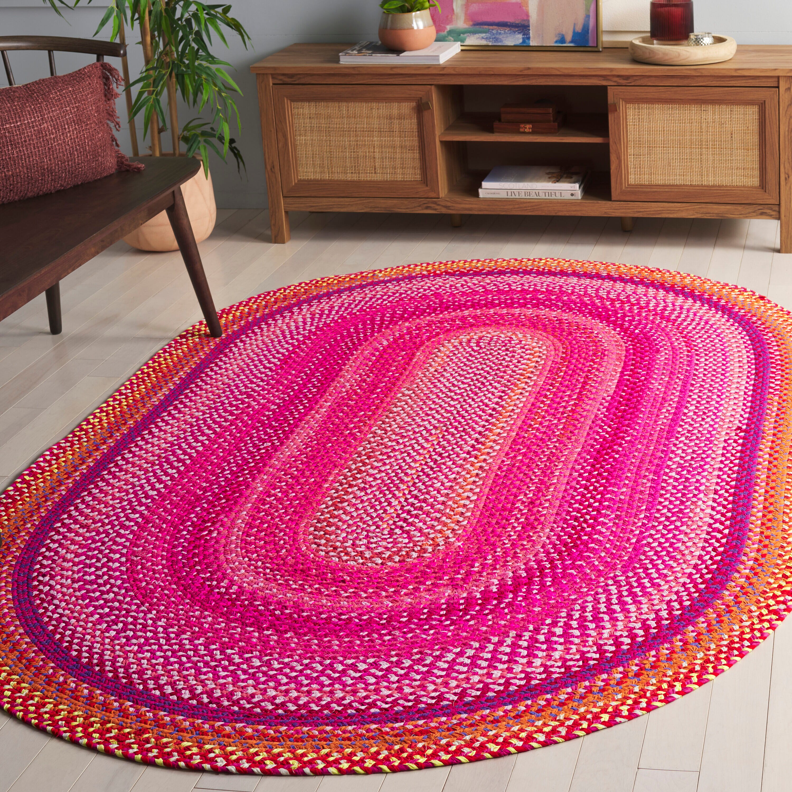 Braided 823Q Red/Orange 5ft x 8ft Bohemian Rug