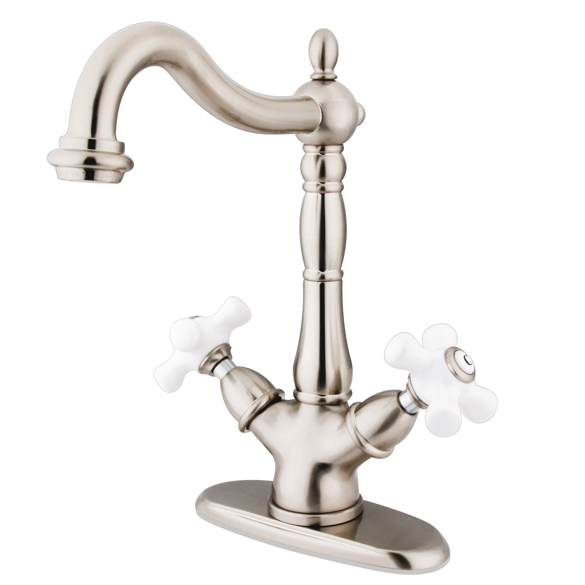 Elements of Design ES1498PX Satin nickel Single hole 2-handle High-arc Residential Handle Bathroom Sink Faucet