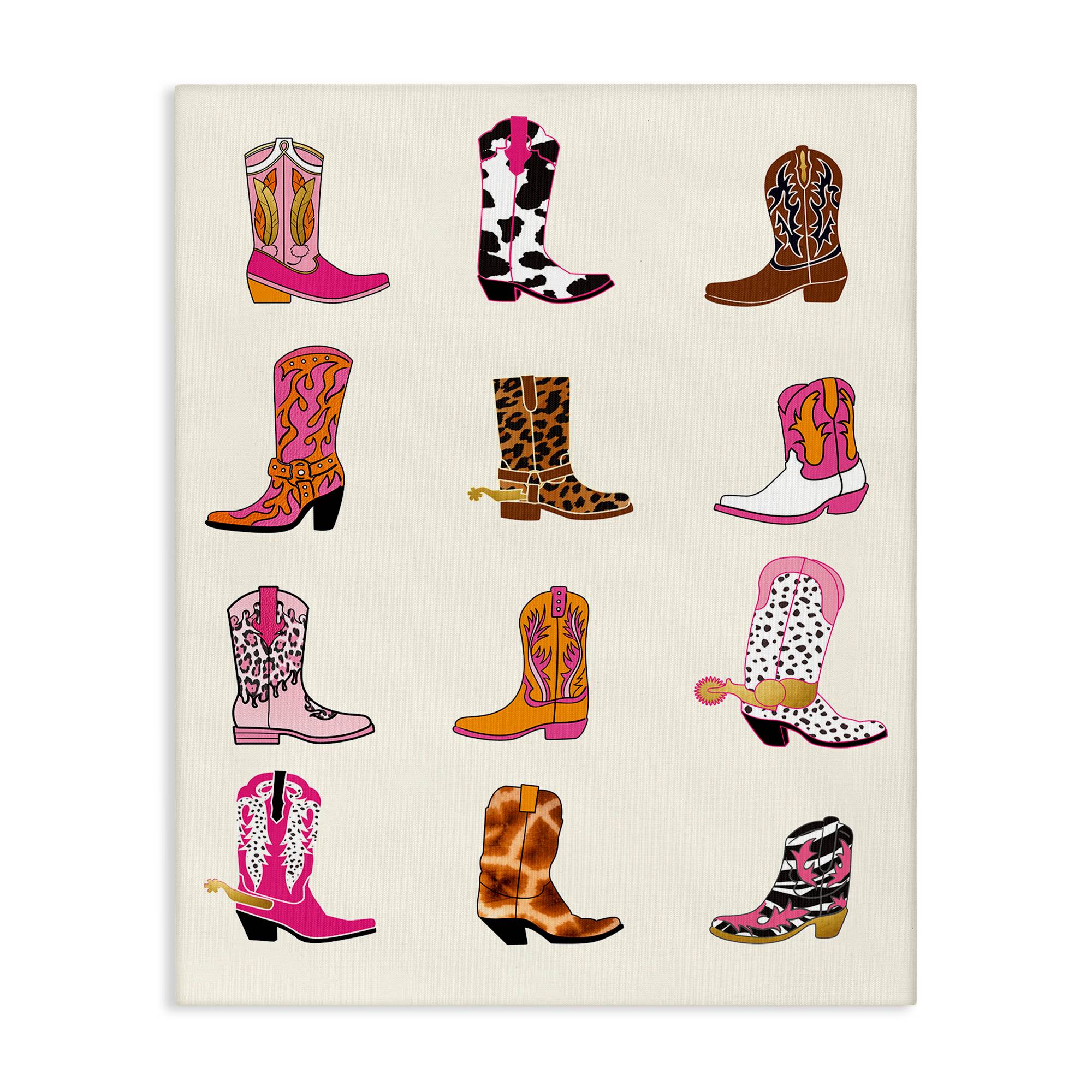 Stupell Industries - Bright Cowboy Boots and Spurs Canvas Wall Art By Susan Arnot 36 x 48