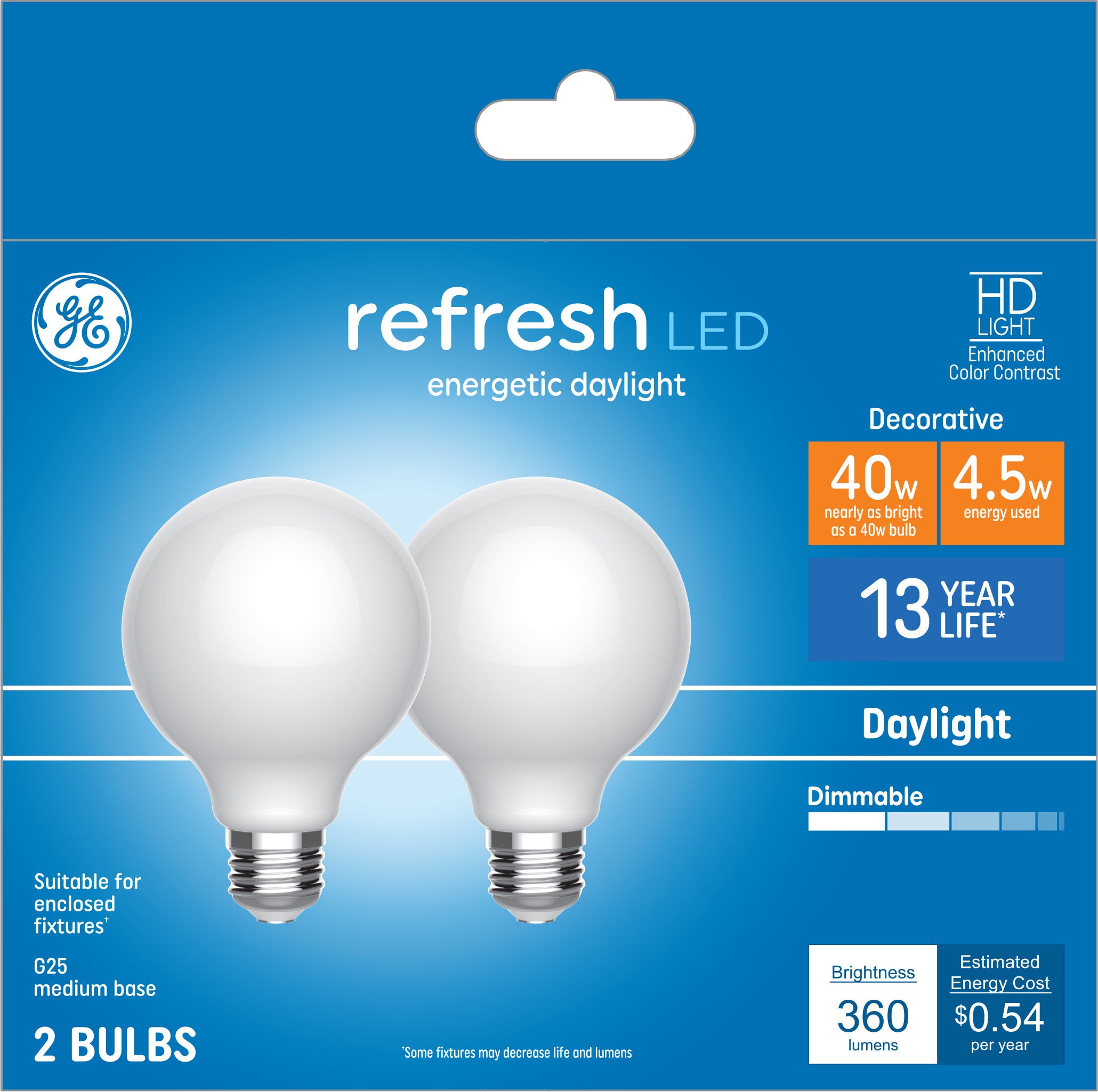 GE Reveal Light Bulb, Tubular, Blue Clear, Medium Base, 60 Watts, Batteries & Lighting
