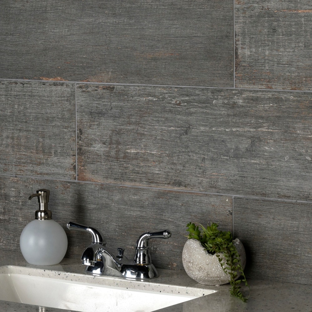 gray slate tile bathroom