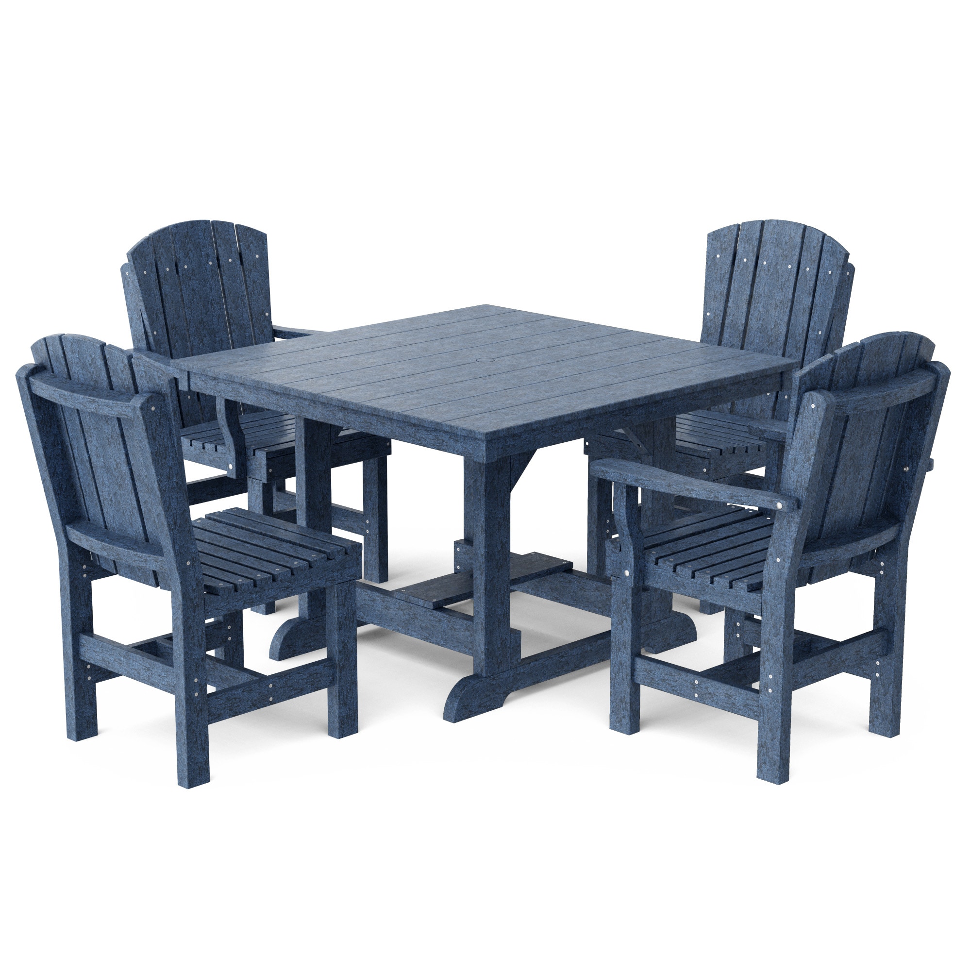 Wildridge LCC-186-PB Heritage 5 -Piece Patriot Blue Patio Dining Set Plastic Square Table with 4 Stationary Chairs