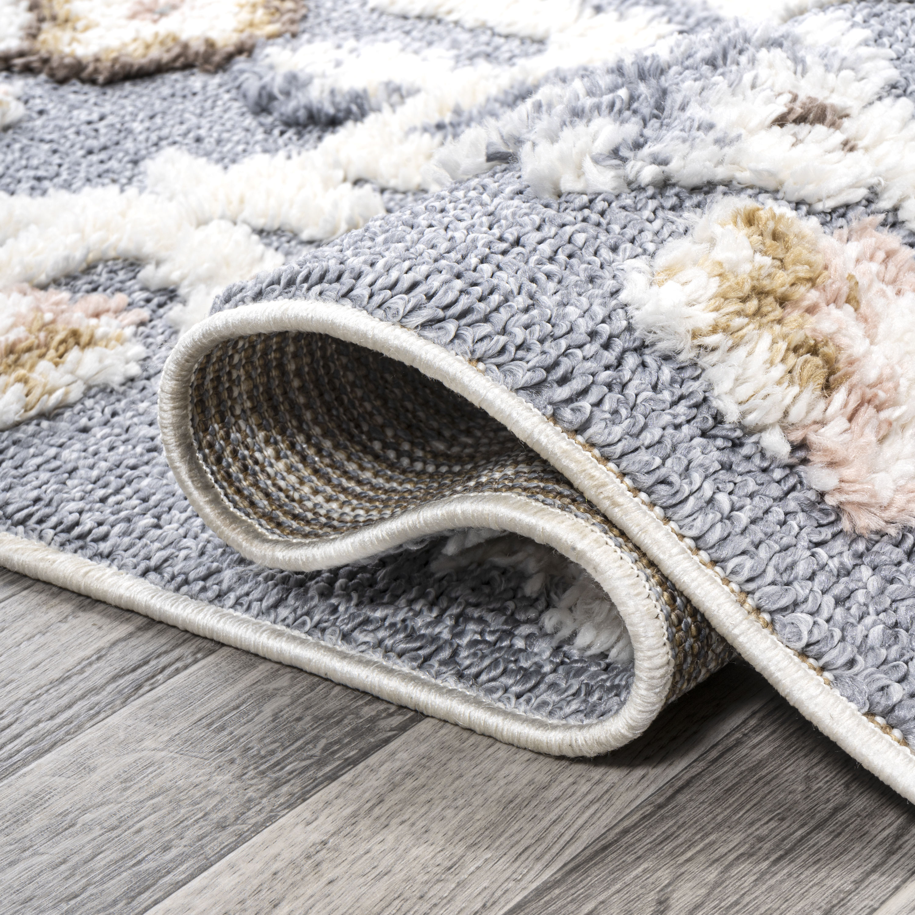 Aziza Gray and Multicolor Synthetic Medallion Area Rug
