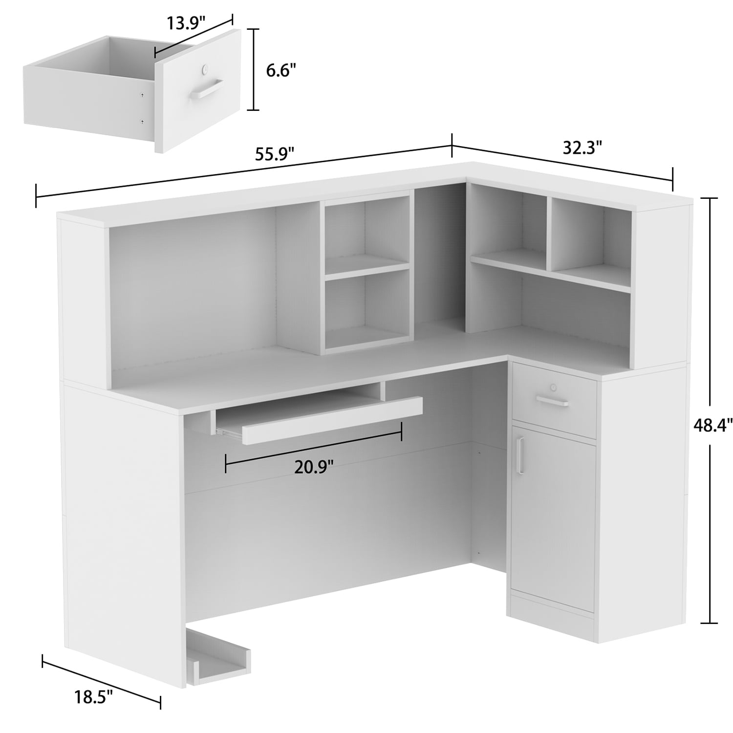 Winado 56 in. H x 18.5 in. W x 28.3 in. D White Plastic Portable Closet with Cube Organizer