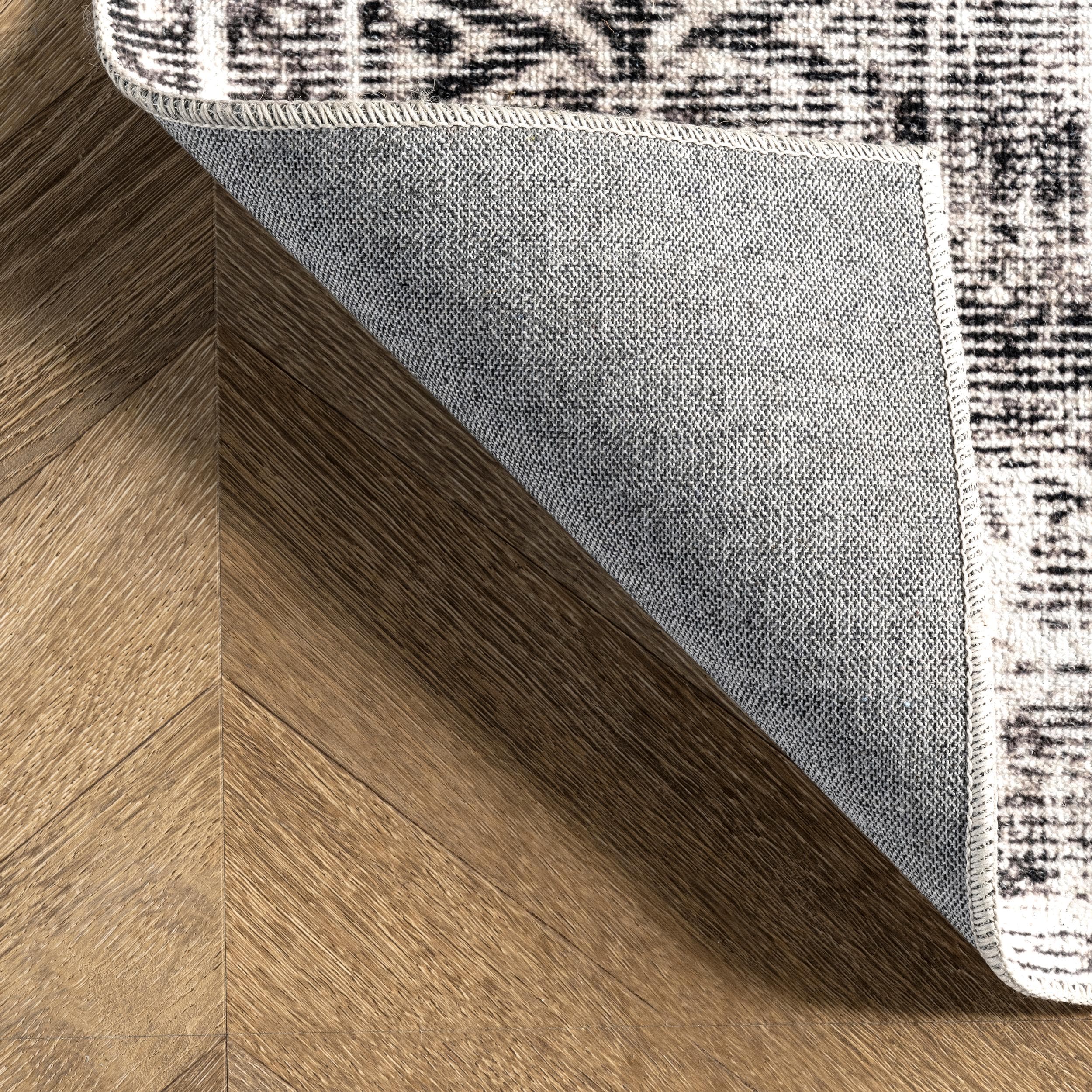 Aurora Light Gray Synthetic Medallion Runner Rug