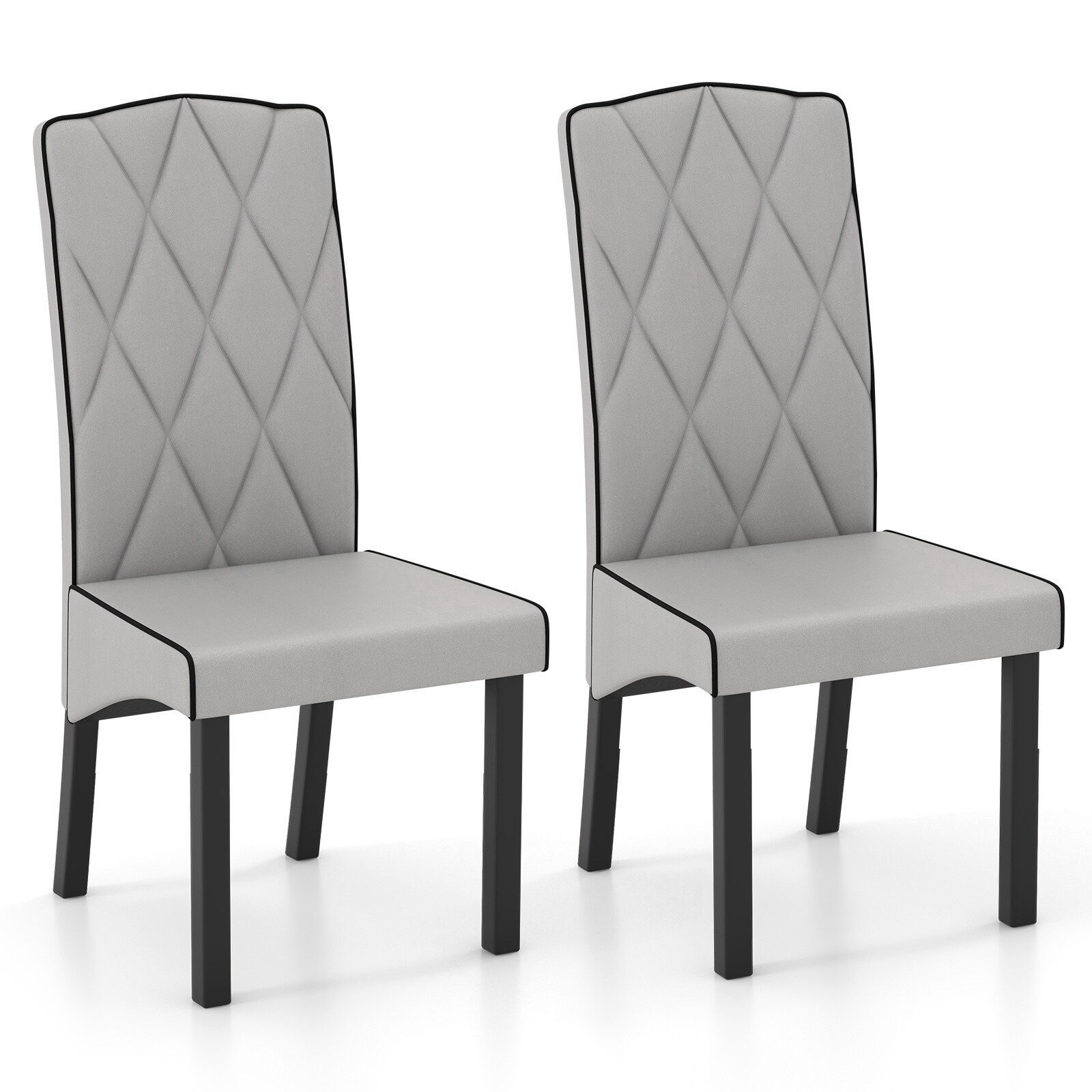 Slickblue D-CO-RG57965CK Set of 2 Light Gray Tufted Dining Chairs Upholstered Style High Back Type for Dining Room or Home Office (Wood Frame)