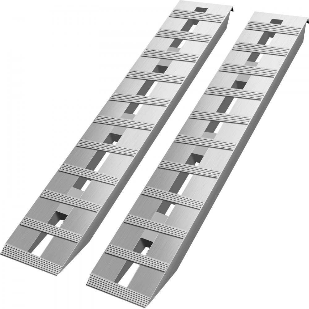 Mecale 60 x 12-in Aluminum Trailer Ramps 6000-lb Pair with Beavertail Hook Ends and Traction Cutouts